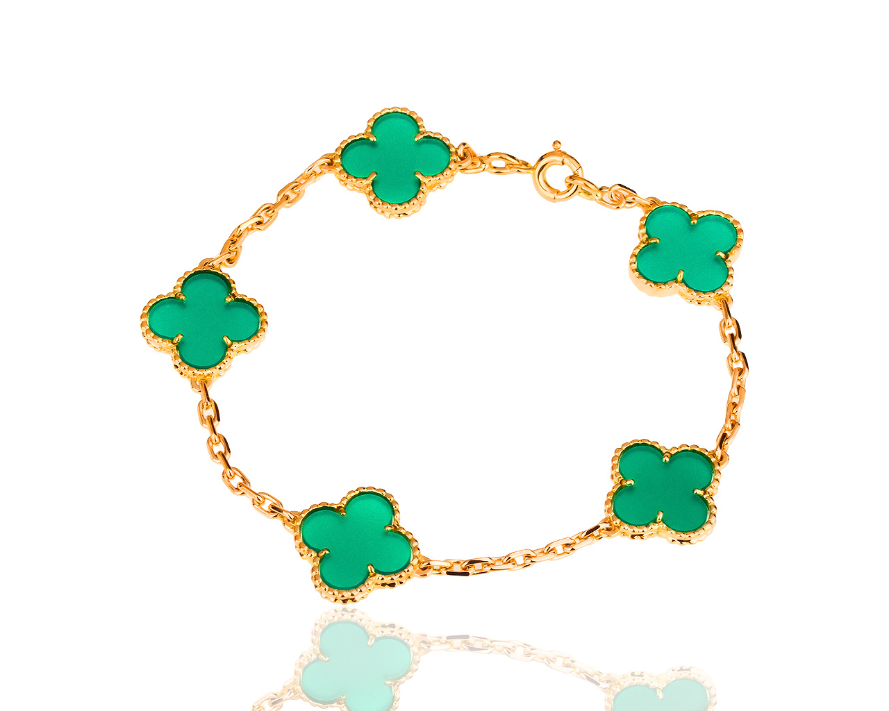 Золотой браслет с халцедоном Van Cleef&Arpels Vintage Alhambra