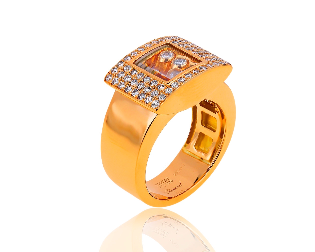 Оригинальное золотое кольцо с бриллиантами 0.75ct Chopard