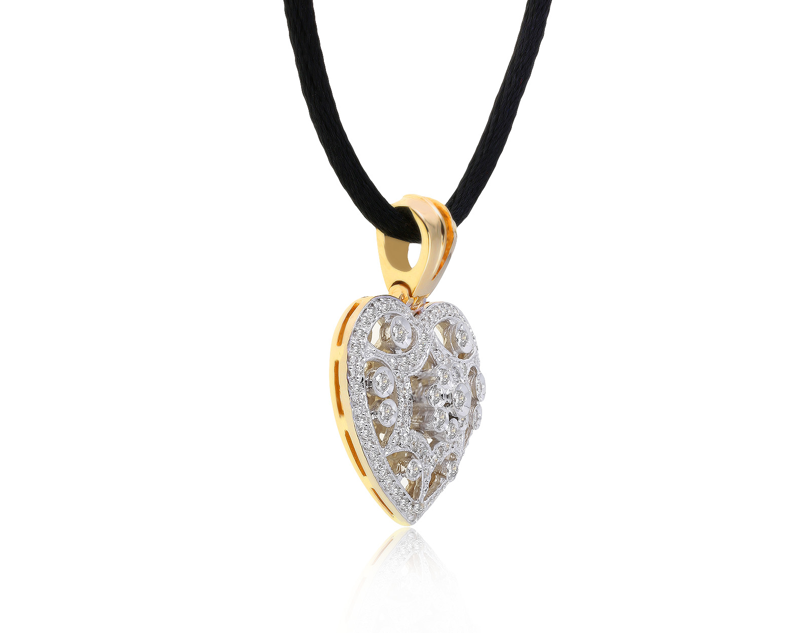 Романтичный золотой кулон с бриллиантами 1.01ct