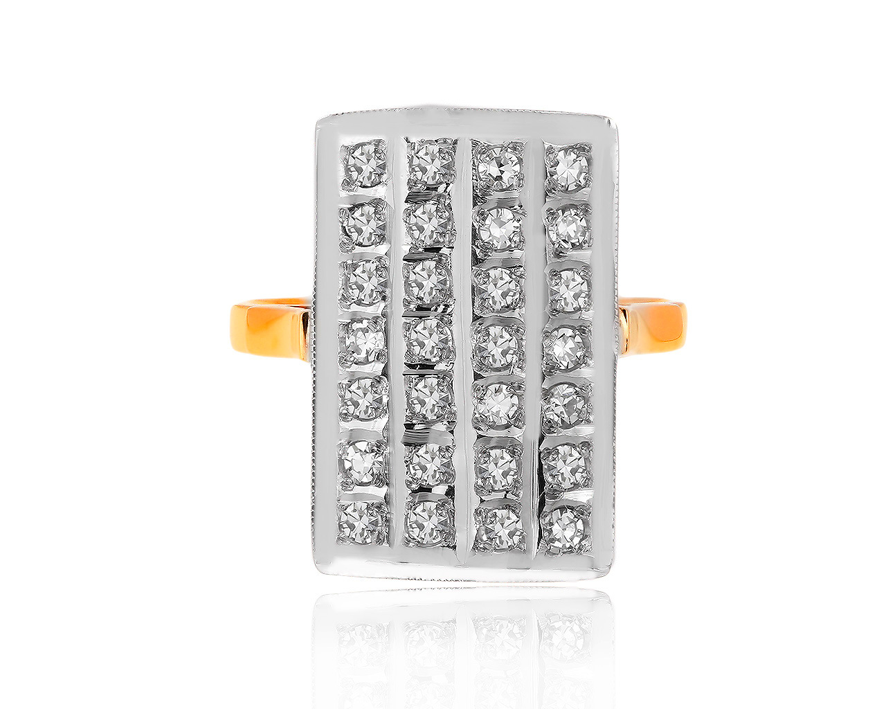 Винтажное золотое кольцо с бриллиантами 0.63ct