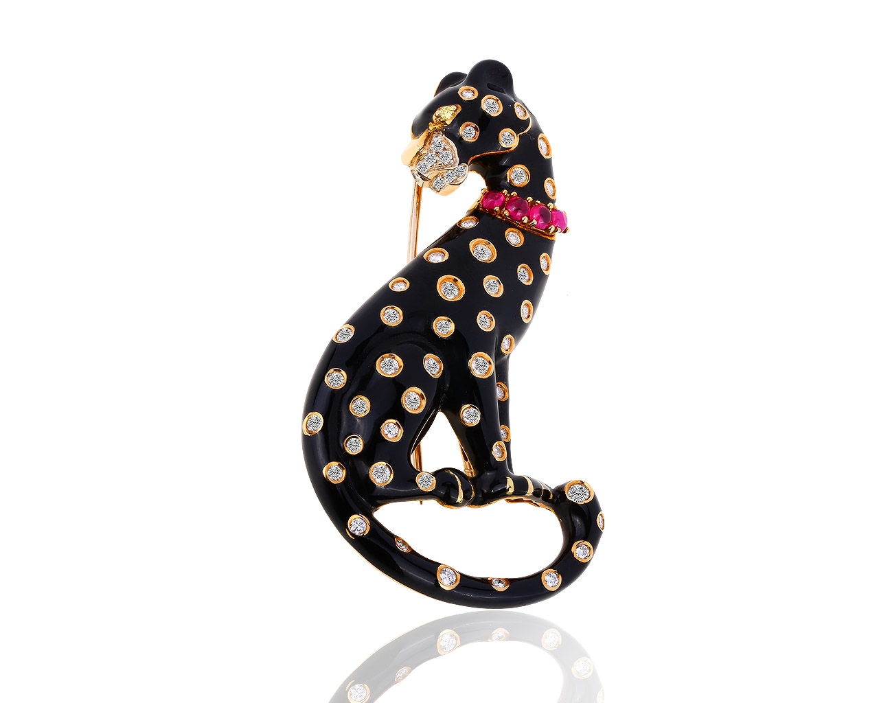 Золотая брошь с бриллиантами 2.01ct и рубинами 0.40ct 150116/4