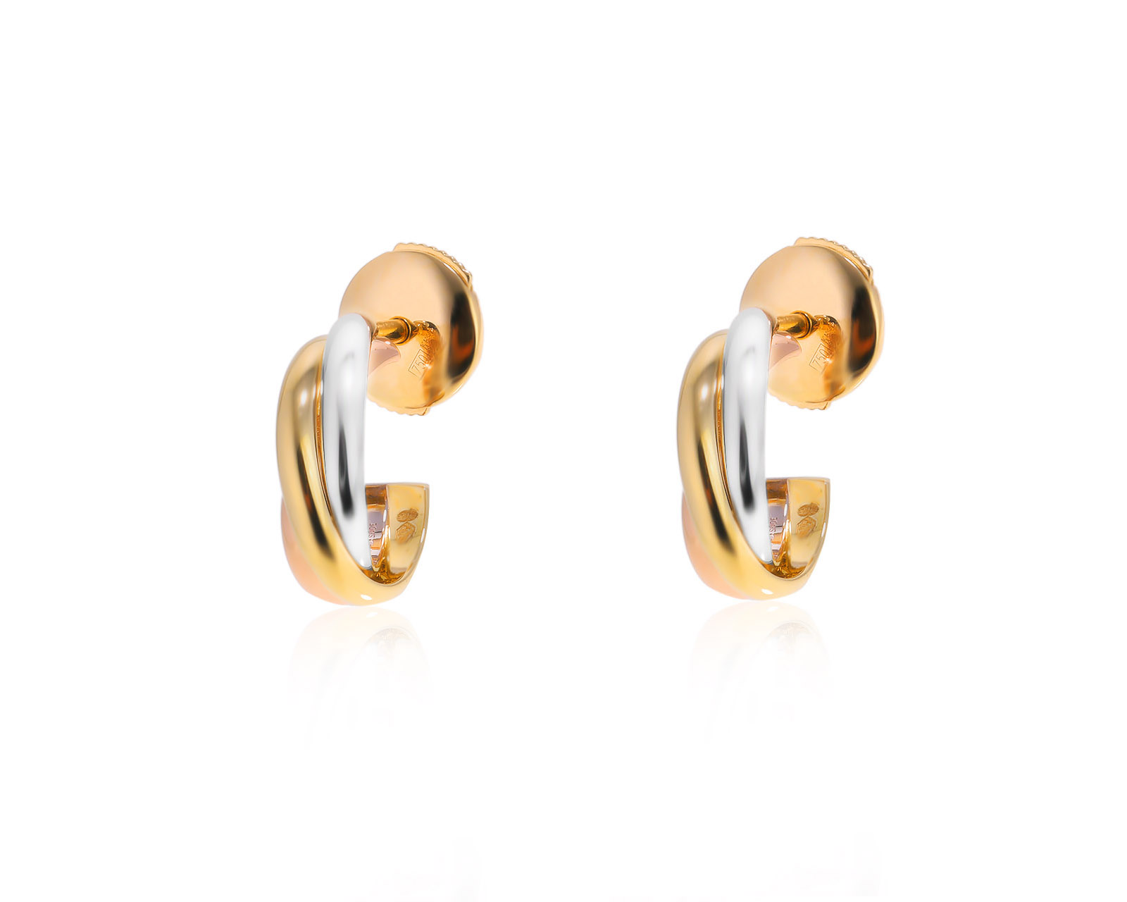 Оригинальные золотые серьги Cartier Trinity 180924/5
