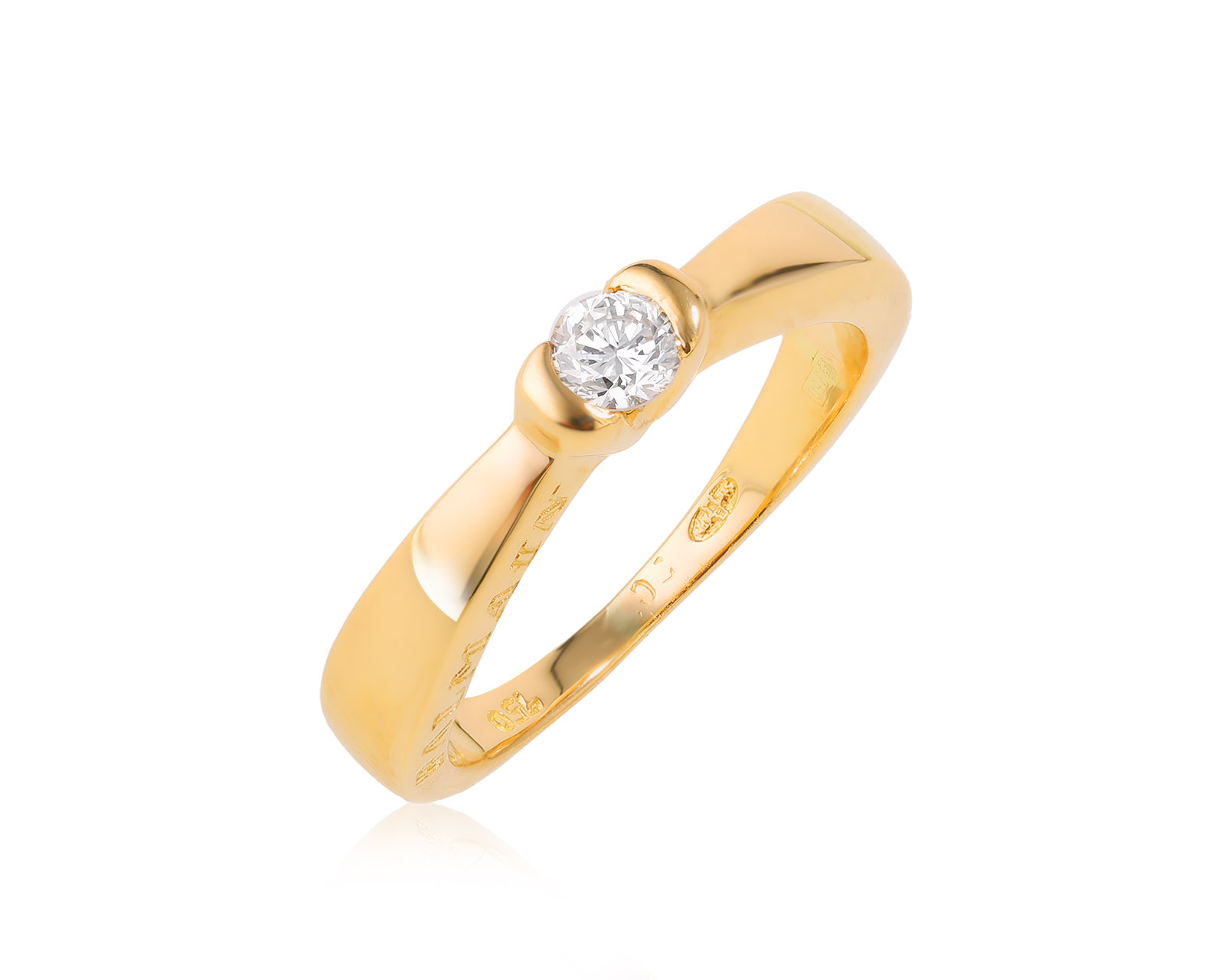 Оригинальное золотое кольцо с бриллиантом 0.18ct Balmain