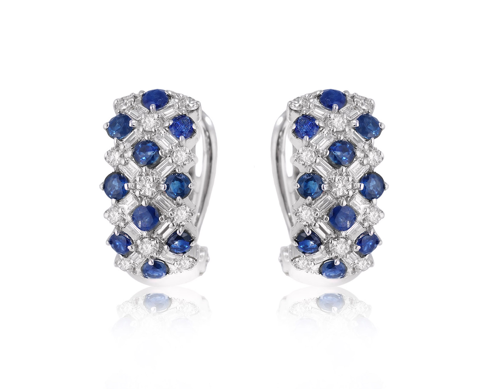 Золотые серьги с сапфирами 1.60ct и бриллиантами 1.44ct 111224/2 Золотые серьги с сапфирами 1.60ct и бриллиантами 1.44ct 111224/2