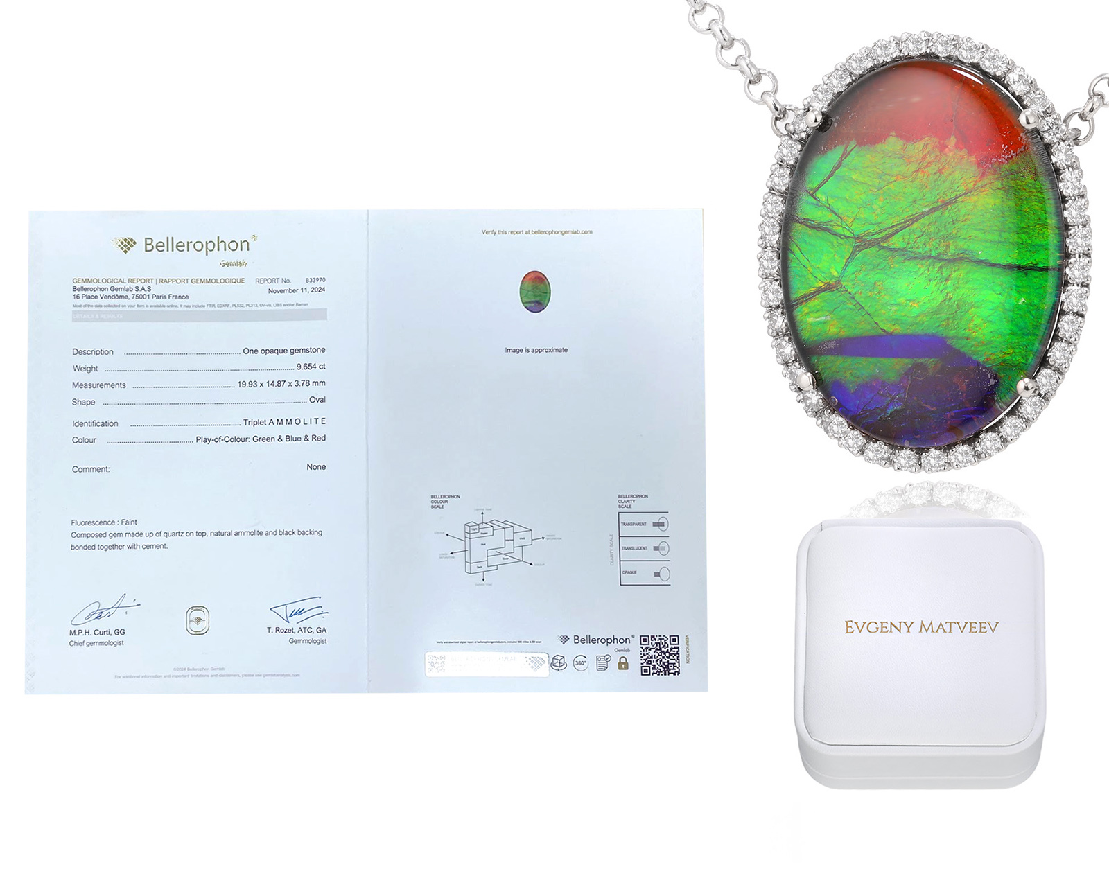 Золотое колье с аммолитом 9.65ct Evgeny Matveev