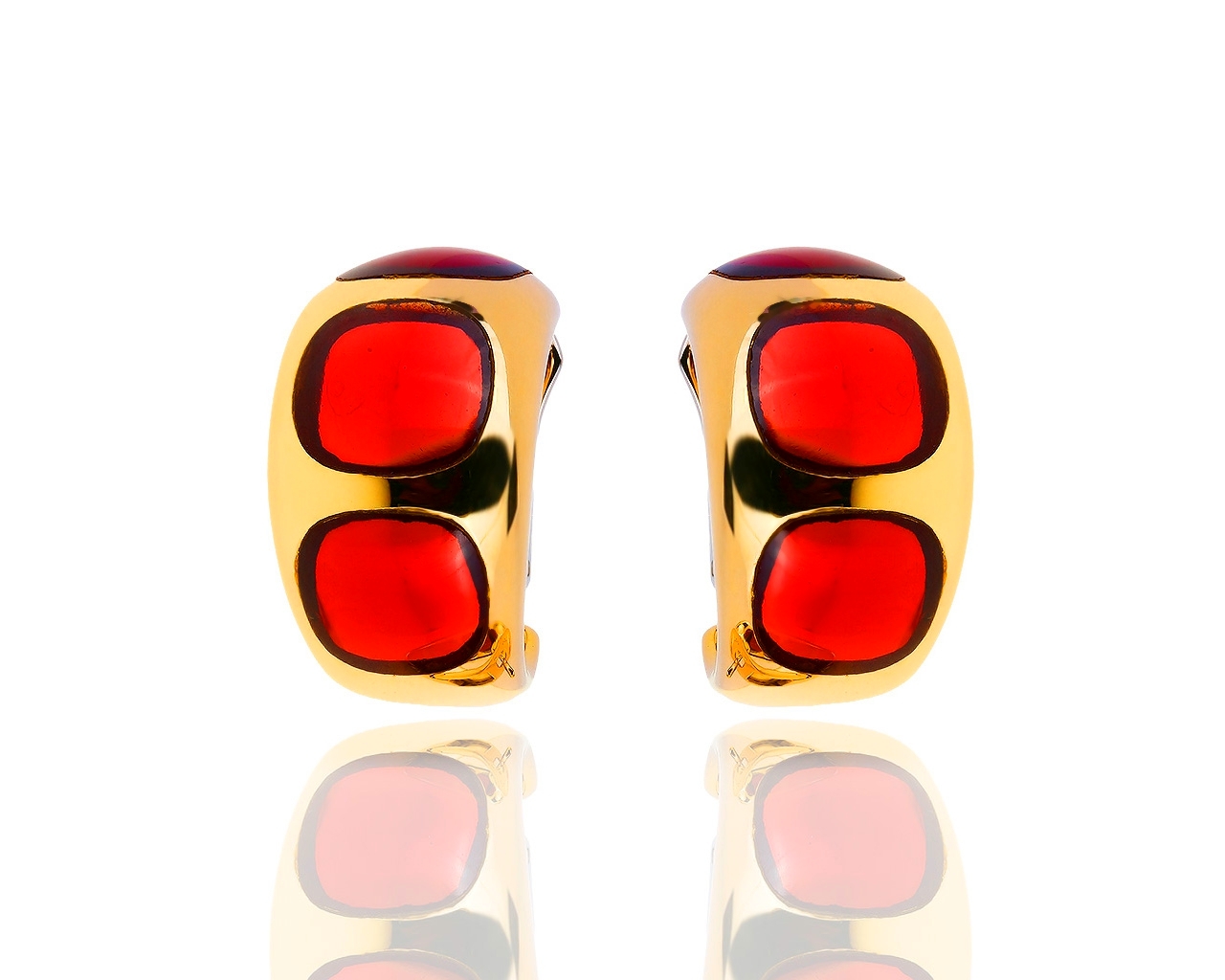 Интересные золотые серьги с гранатами 160319/2