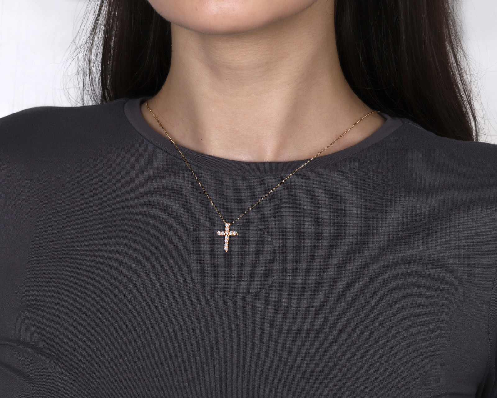 Оригинальное золотое колье Tiffany&Co Cross Mini