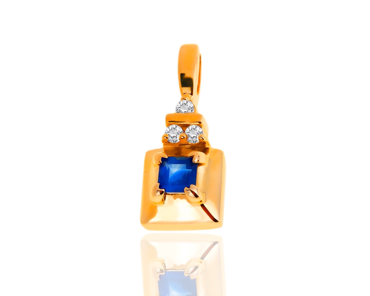 Золотая подвеска с бриллиантами и сапфиром 0.30ct 071017/26