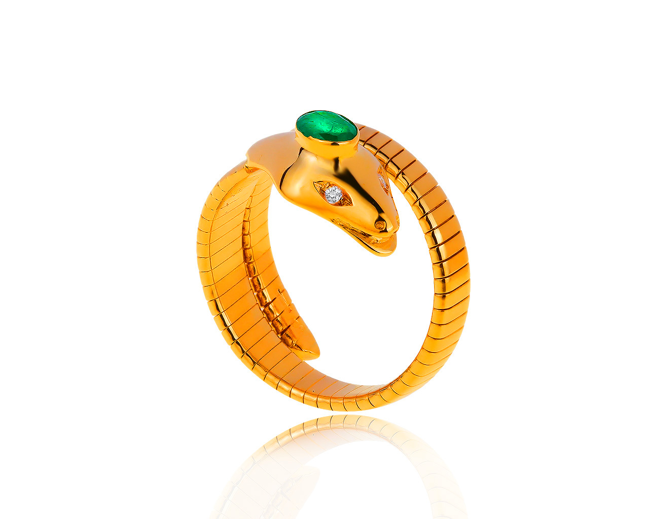 Итальянское золотое кольцо с бриллиантами и изумрудом