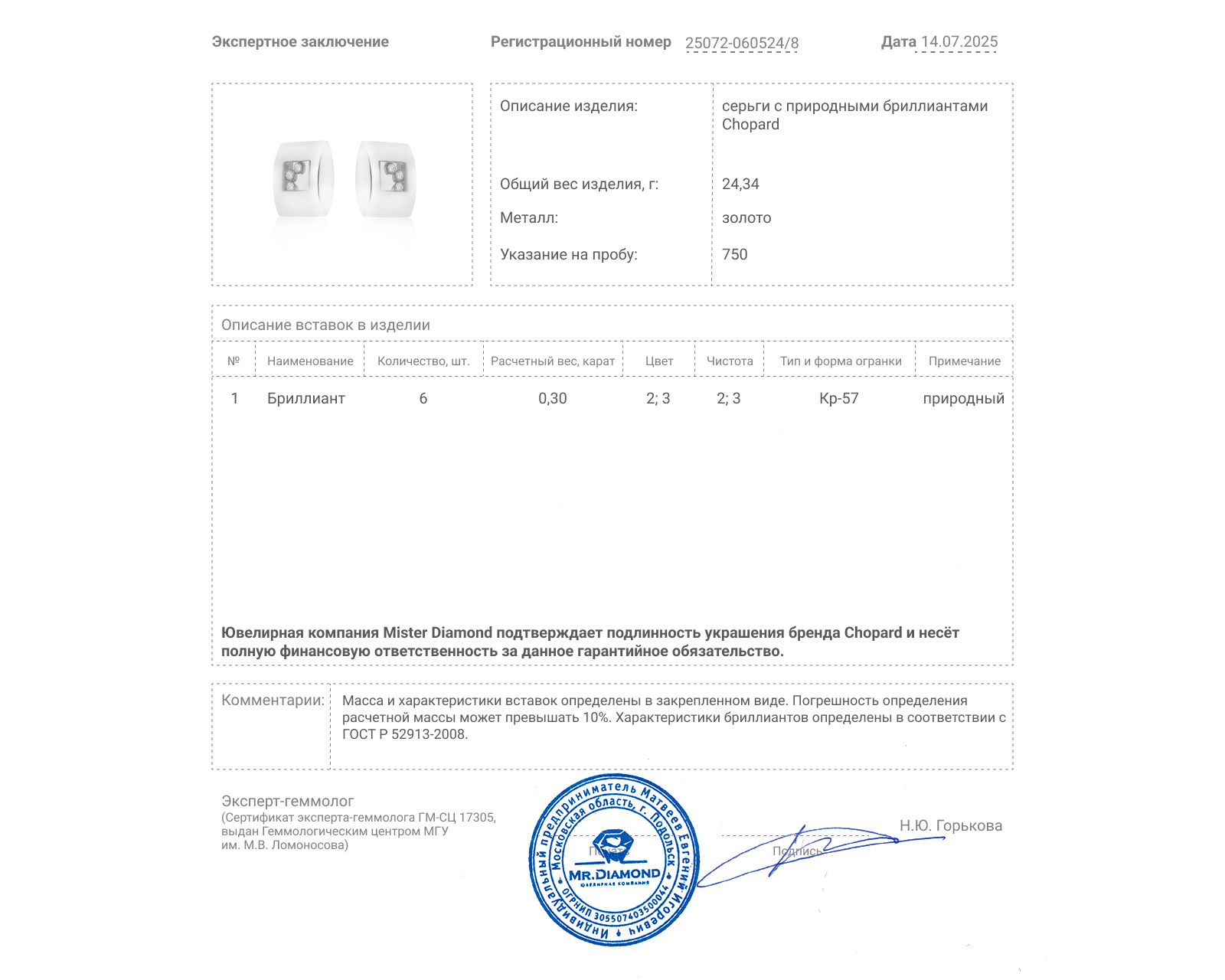 Оригинальные золотые серьги с бриллиантами 0.30ct Chopard Happy Diamonds