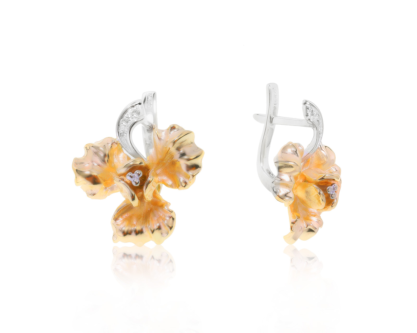 Безупречные золотые серьги с бриллиантами 0.03ct 260422/6