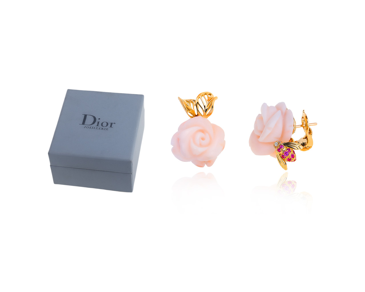 Оригинальные золотые серьги с кораллами Dior Pre Catelan