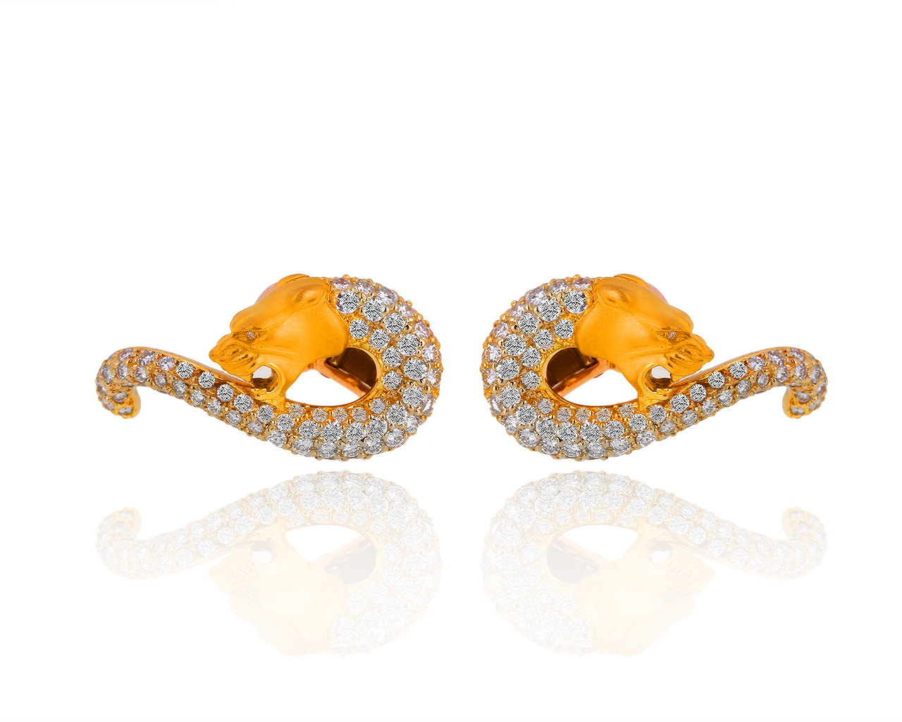 Оригинальные золотые серьги с бриллиантами 2.50ct Carrera y Carrera Panther 051118/1