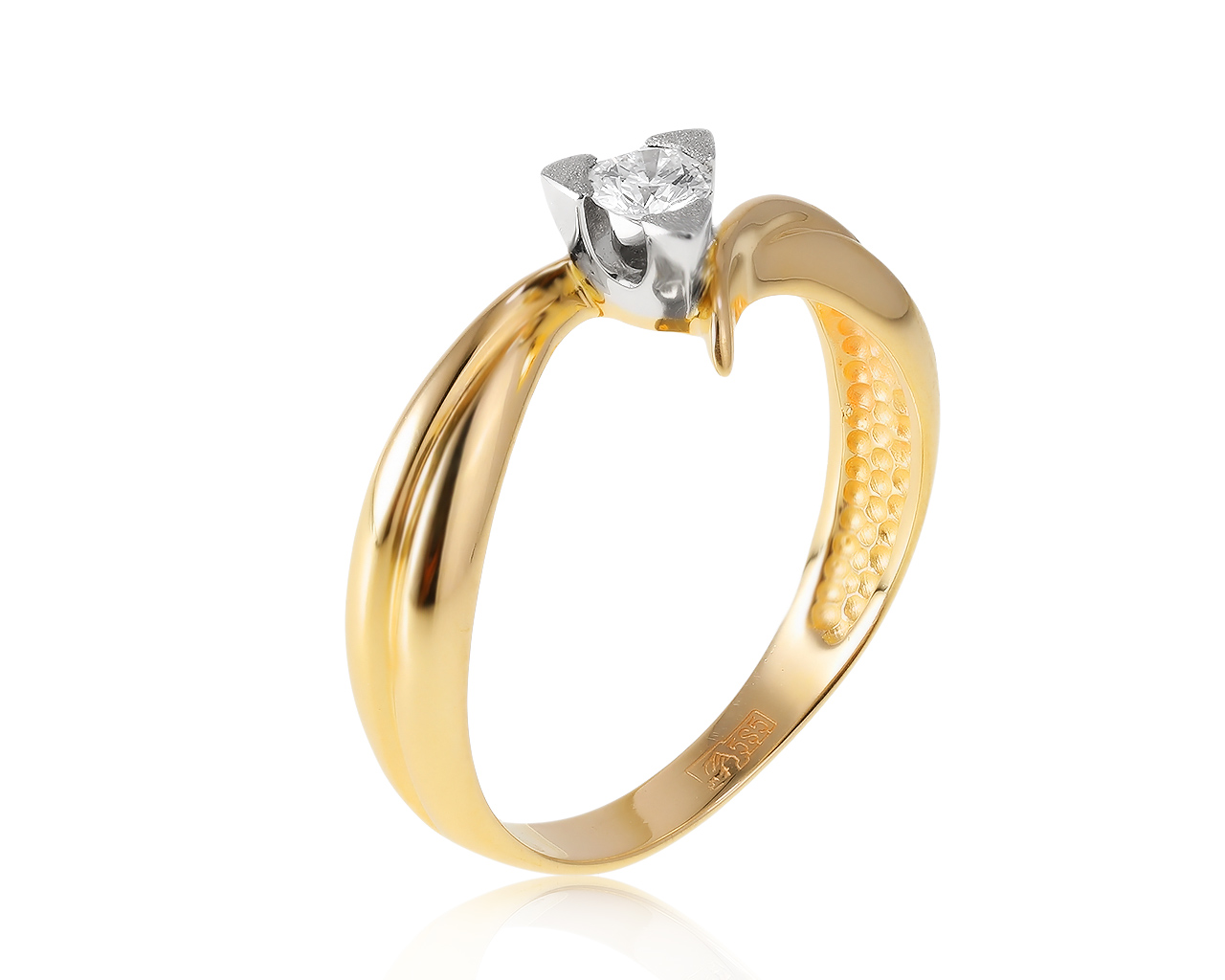 Изящное золотое кольцо с бриллиантом 0.17ct 151020/10