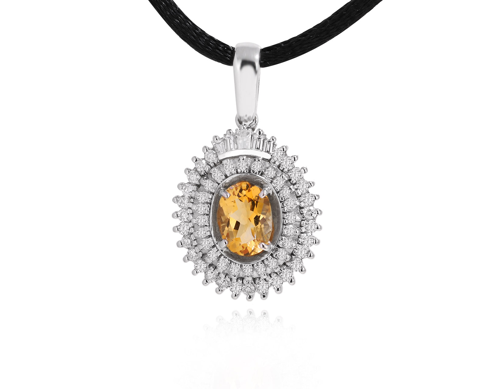 Золотой кулон с цитрином 1.25ct и бриллиантами 0.54ct 300125/2