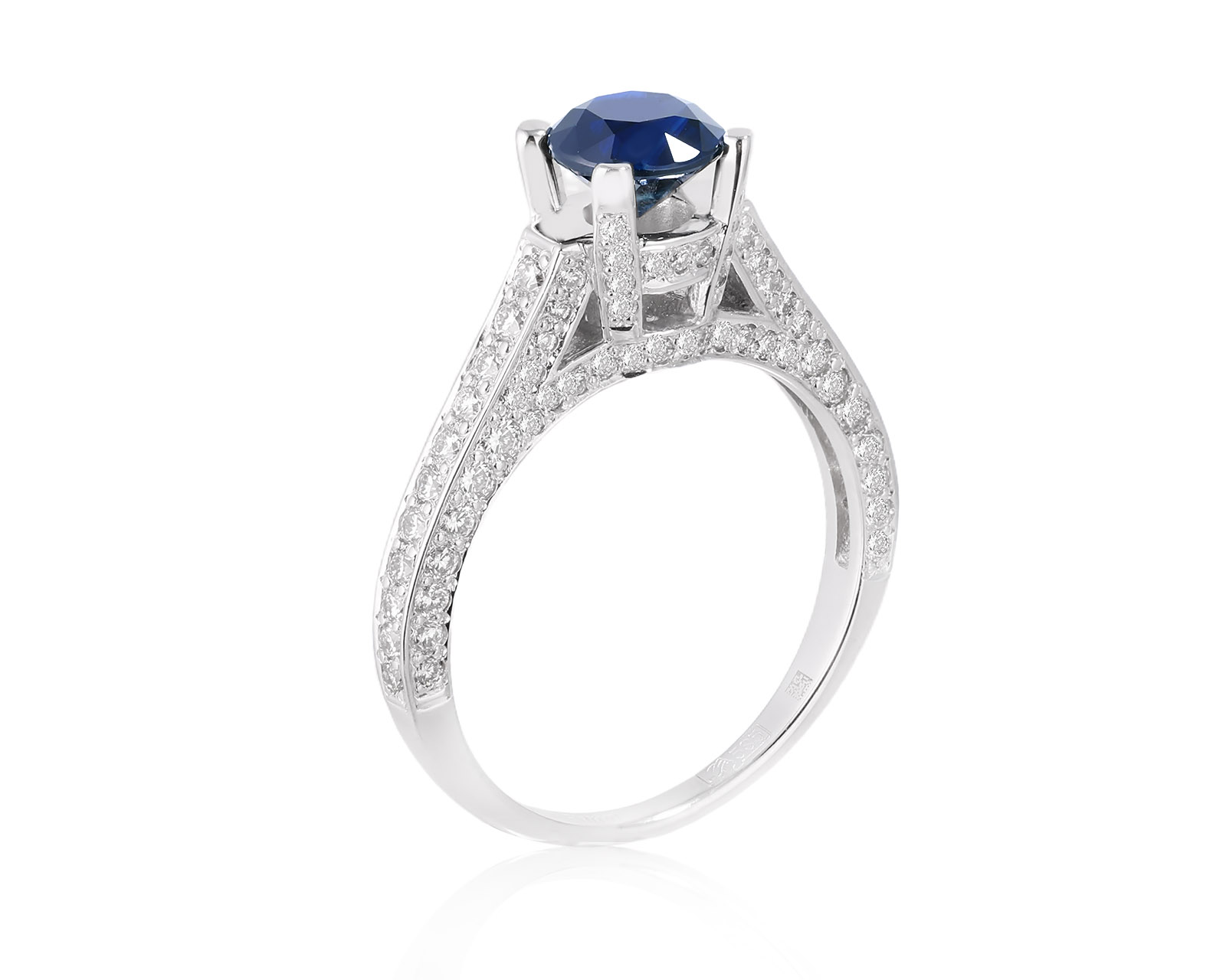 Золотое кольцо с сапфиром 1.17ct и бриллиантами 0.84ct