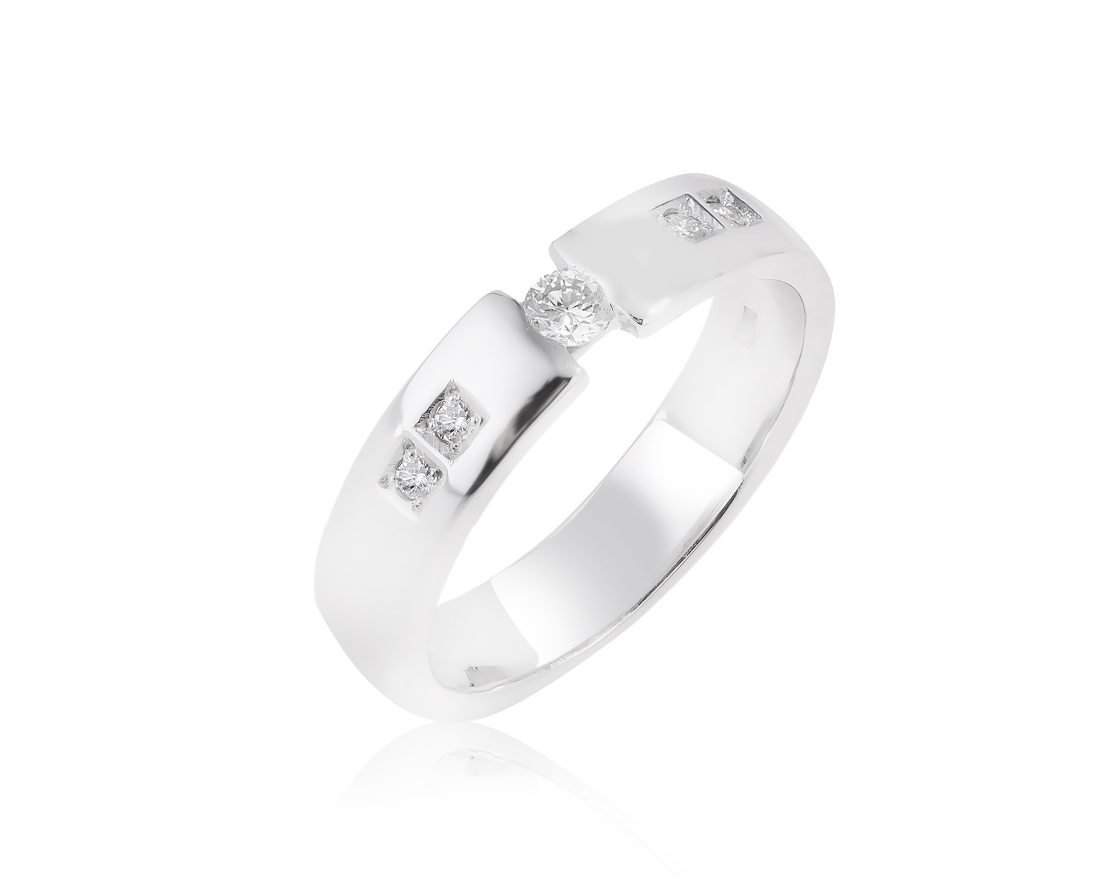 Модное золотое кольцо с бриллиантами 0.12ct 041218/4