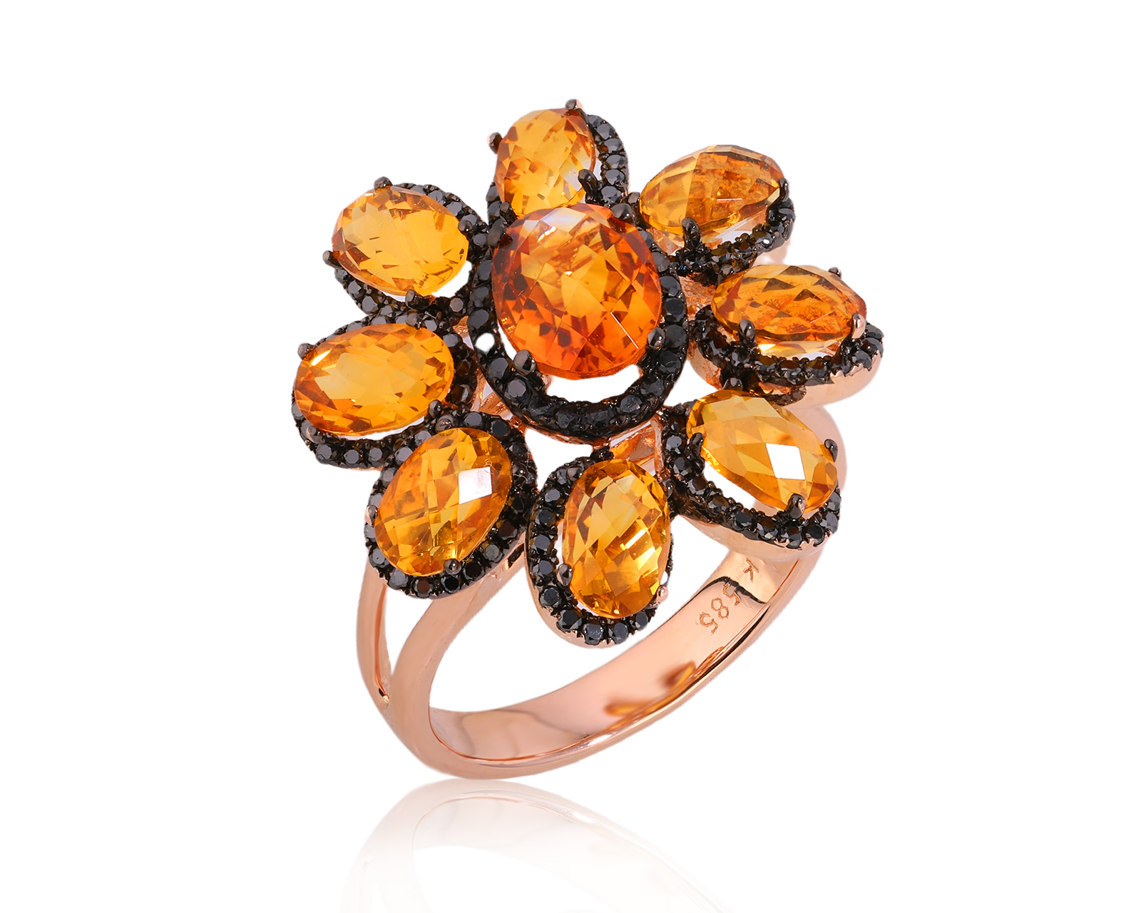 Золотое кольцо с цитринами 5.03ct и бриллиантами 0.63ct 271025/1