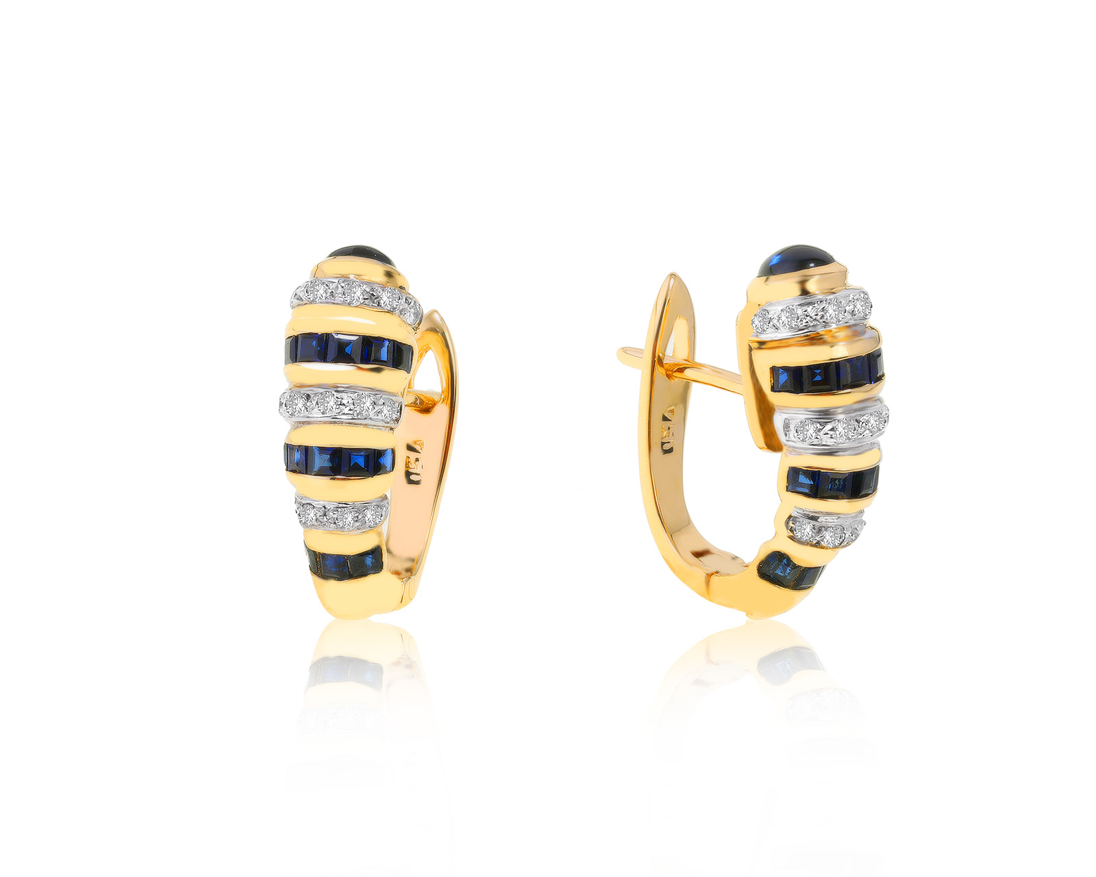 Красивые золотые серьги с сапфирами 1.38ct 021120/2 Красивые золотые серьги с сапфирами 1.38ct 021120/2