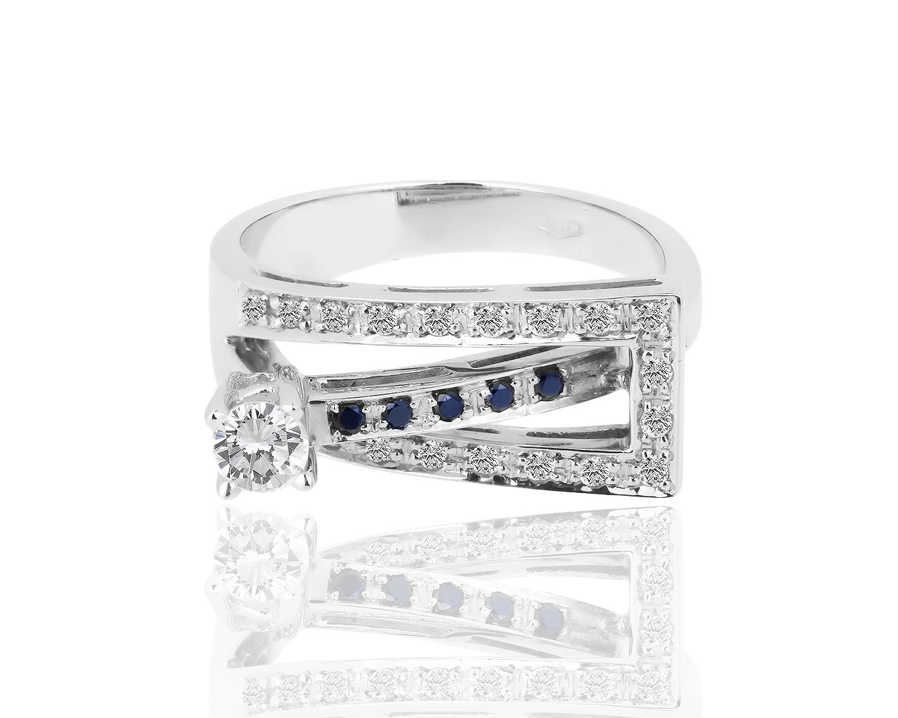 Итальянское золотое кольцо с черными и белыми бриллиантами 0.47ct 191118/7