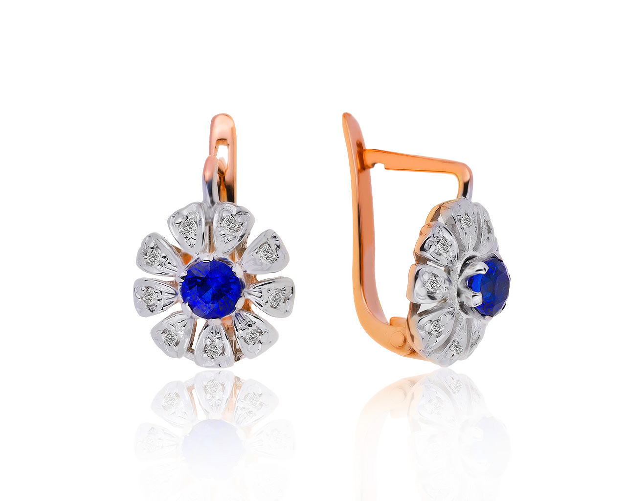 Модные золотые серьги с сапфирами 0.96ct