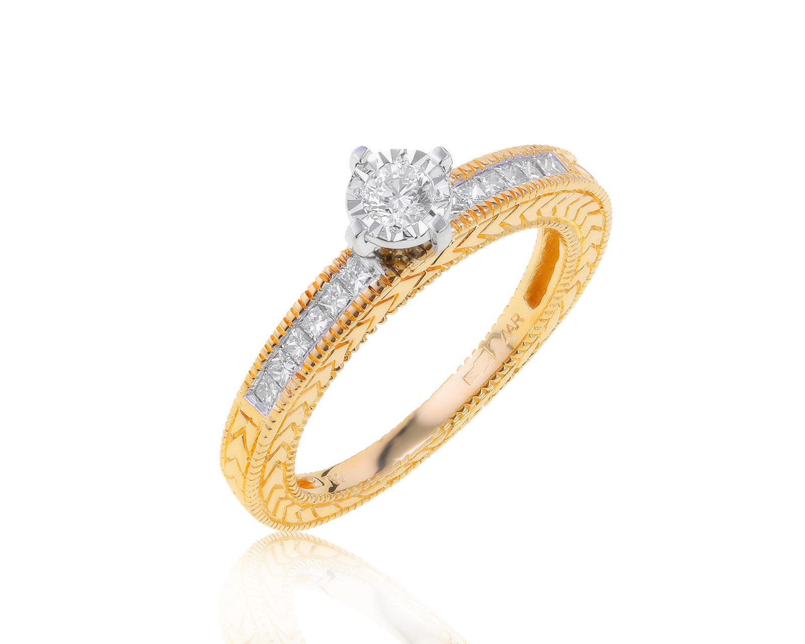 Изысканное золотое кольцо с бриллиантами 0.37ct