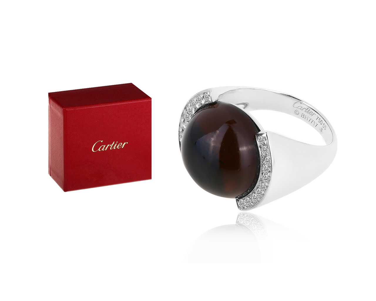 Золотое кольцо с кварцем и бриллиантами 0.50ct Cartier