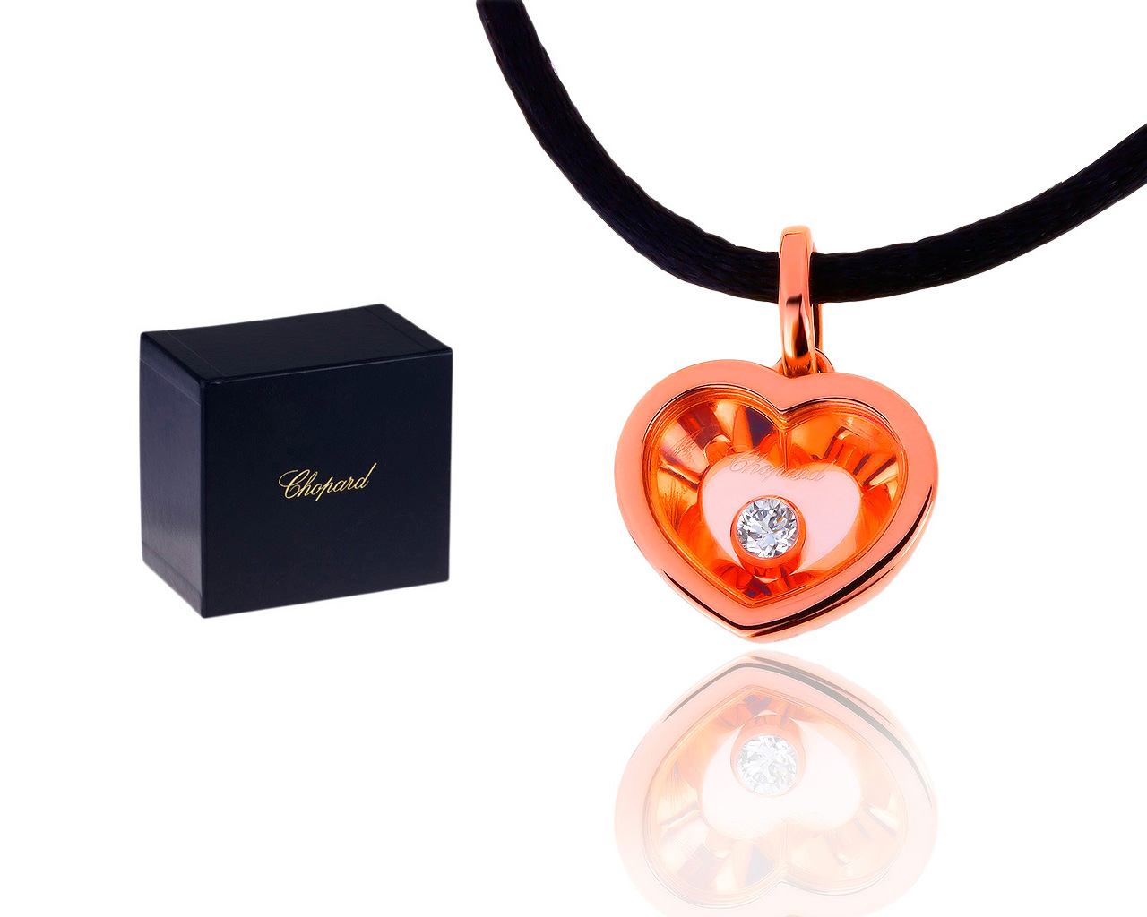 Оригинальный золотой кулон с бриллиантом 0.10ct Chopard