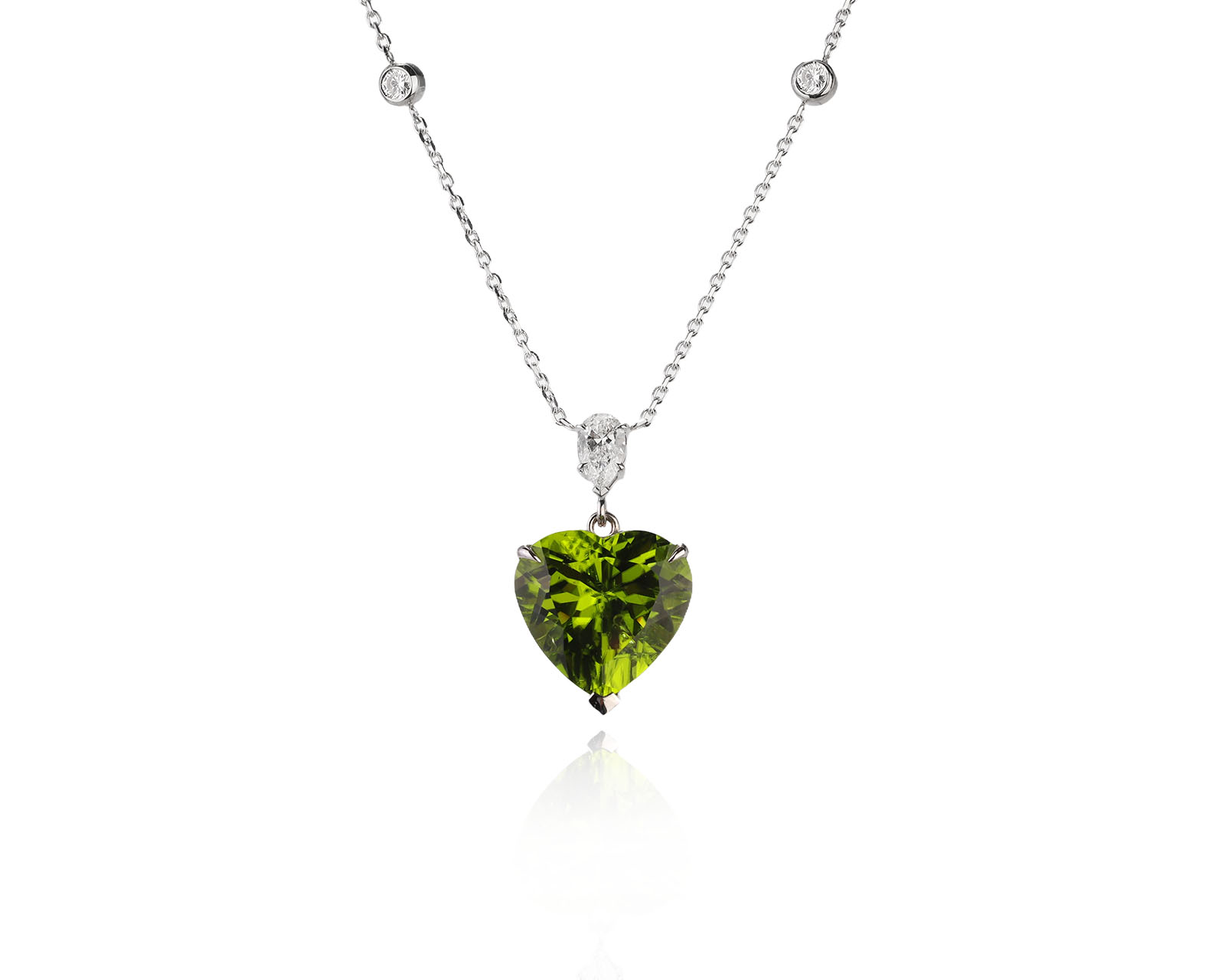 Золотое колье с хризолитом 8.40ct и бриллиантами 0.47ct Evgeny Matveev 290626/Б319