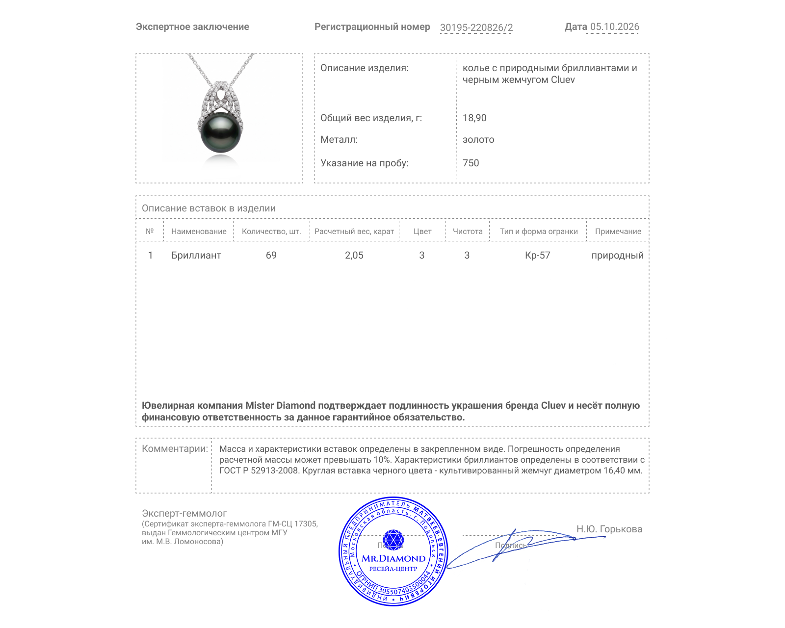 Оригинальное золотое колье с бриллиантами 2.05ct Cluev