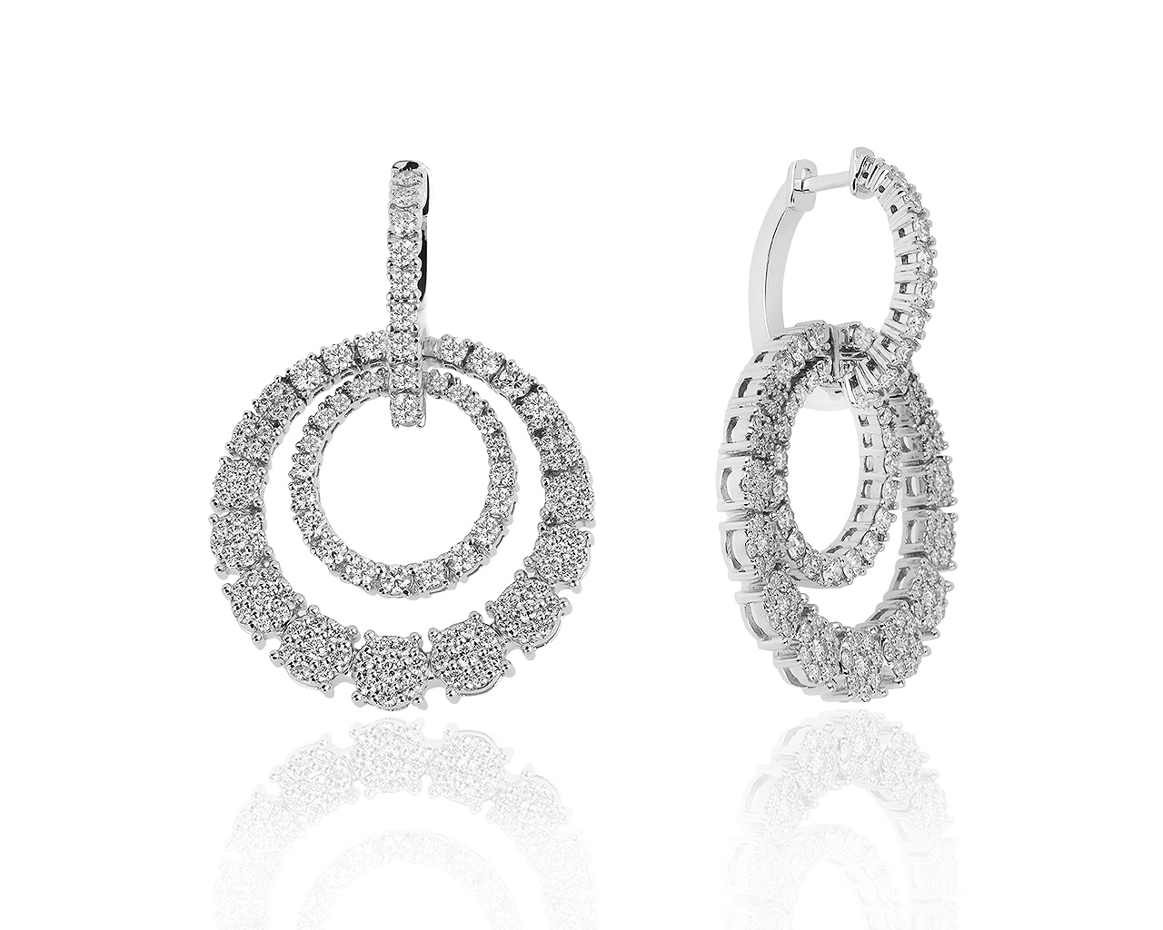 Солидные золотые серьги с бриллиантами 5.70ct