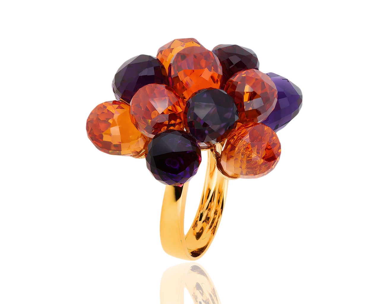 Итальянское золотое кольцо с цветными камнями Arezzini 061218/11