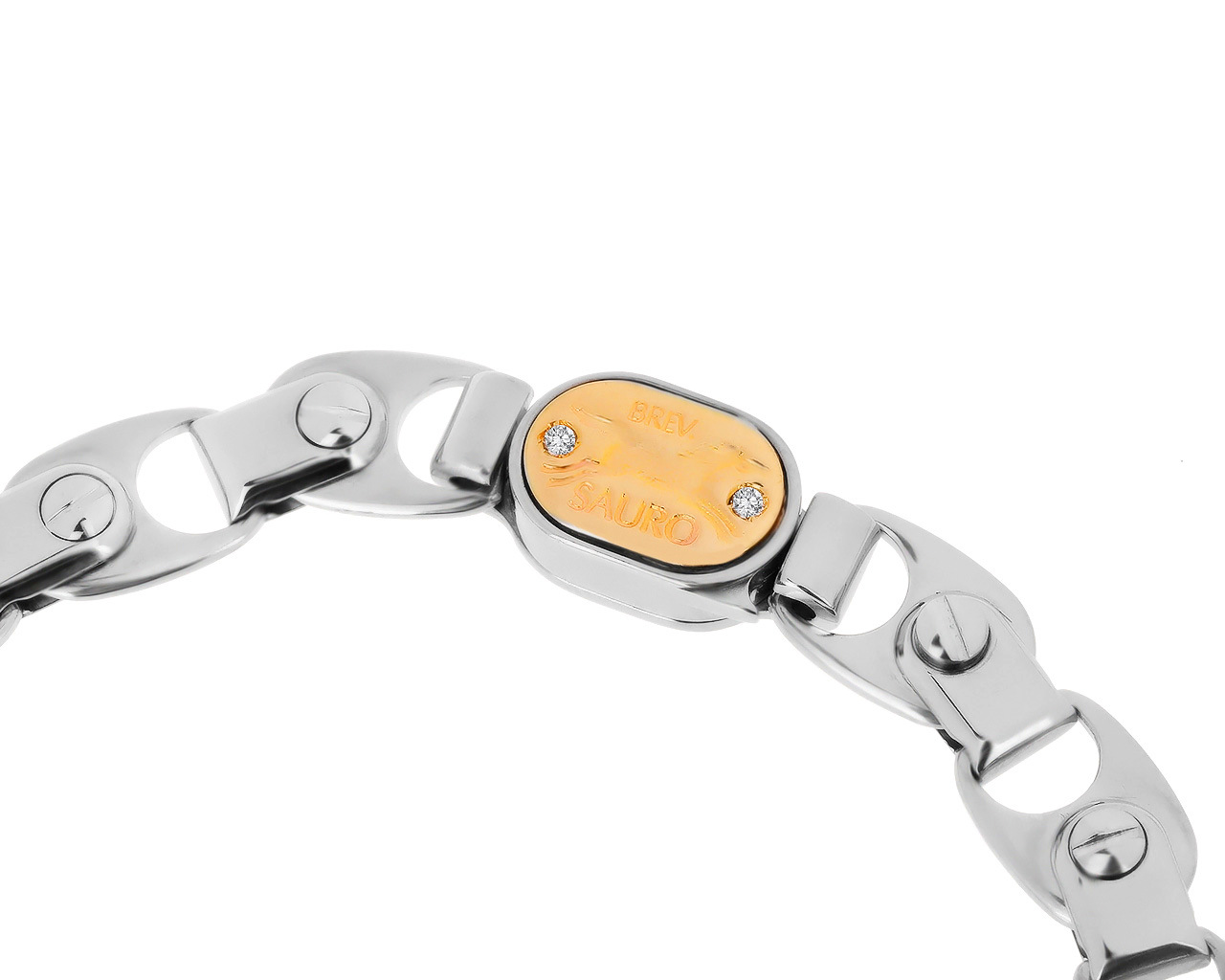 Оригинальный стальной браслет с бриллиантами 0.02ct Sauro