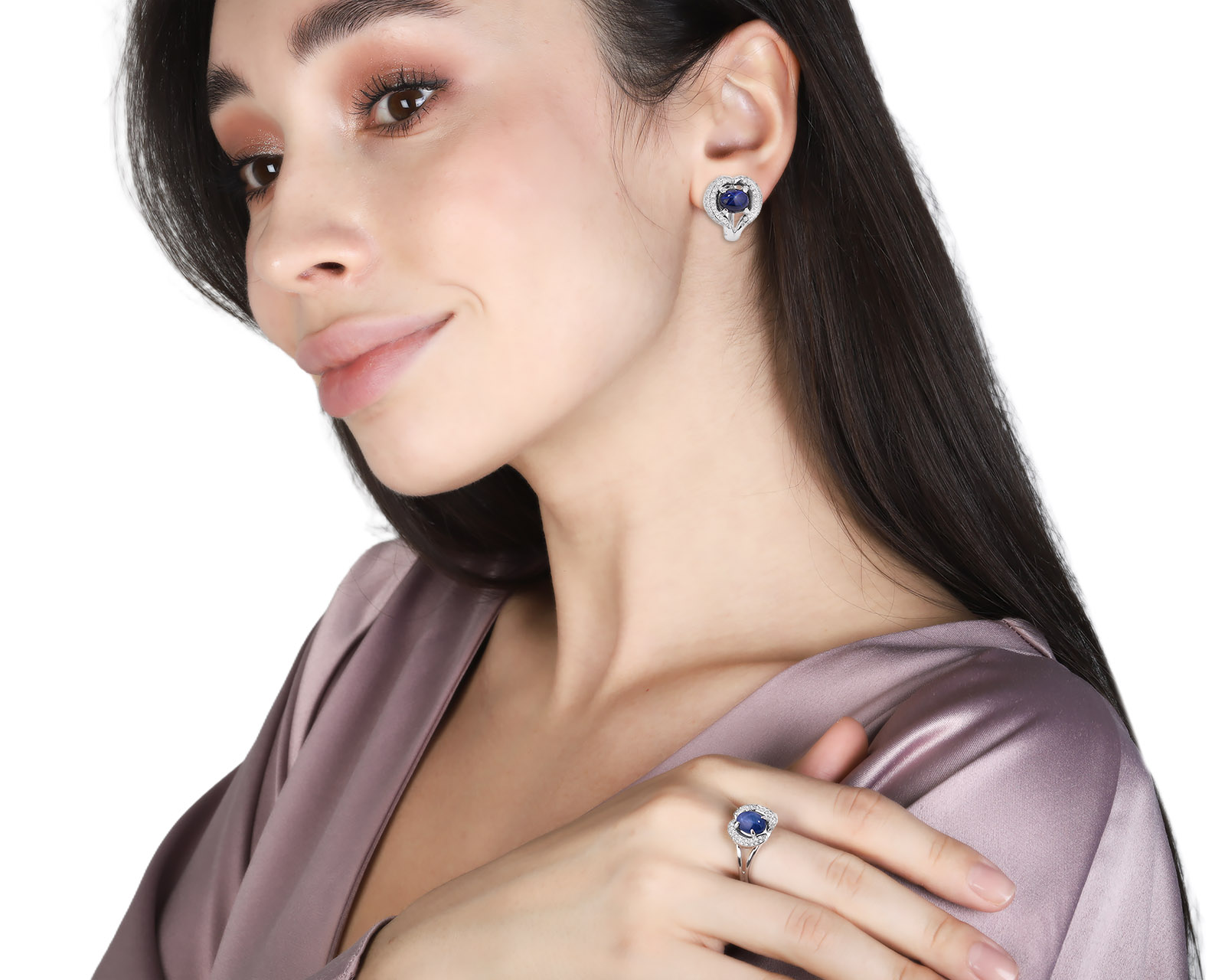 Оригинальные золотые серьги со звездчатыми сапфирами 4.21ct Maxim Demidov