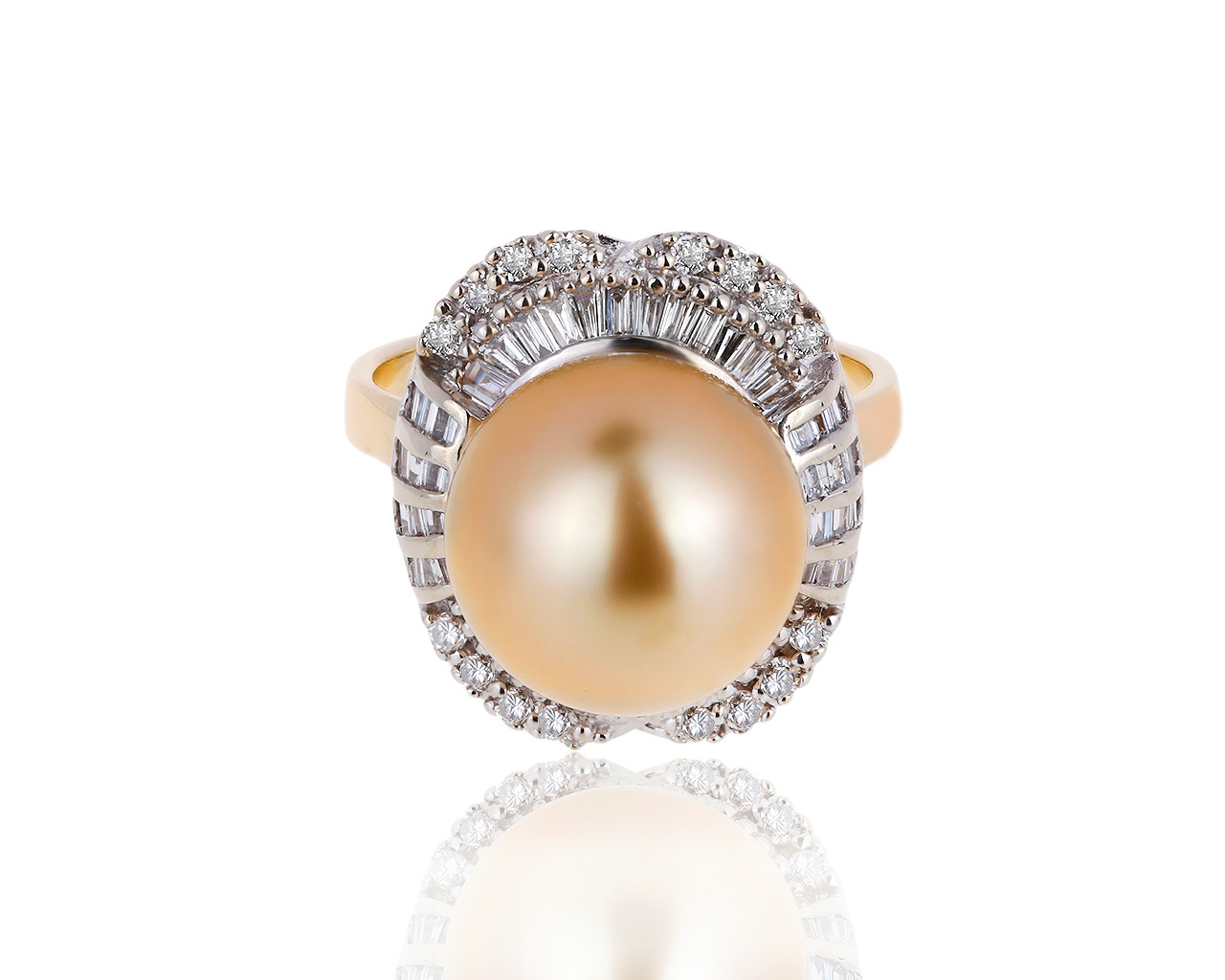 Королевское золотое кольцо с жемчугом 12.20 мм