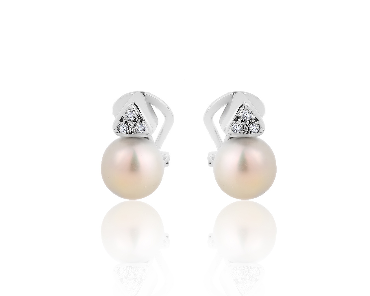 Богатые золотые серьги с жемчугом 8.90 мм 130919/13