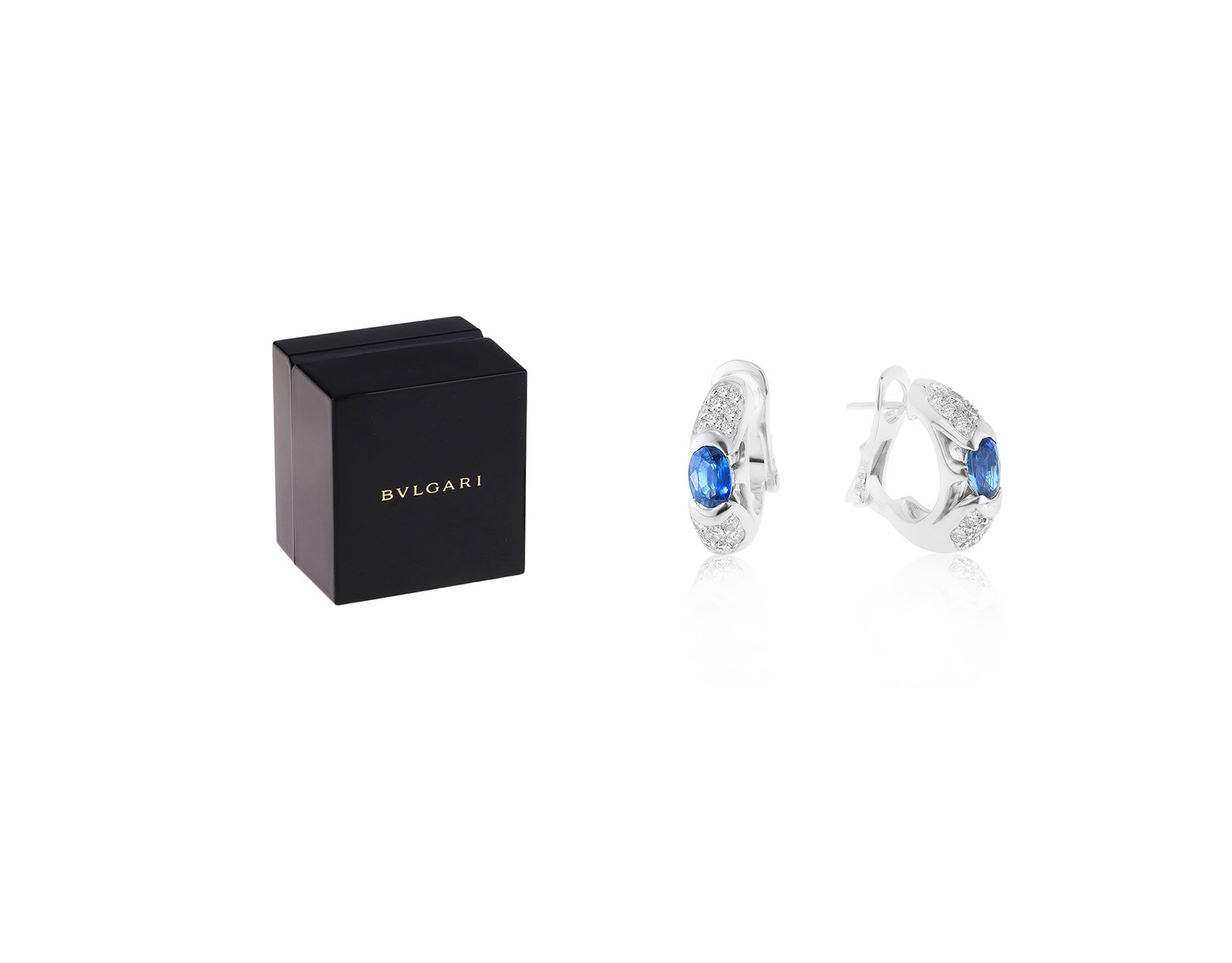Оригинальные золотые серьги с сапфирами 1.15ct Bvlgari