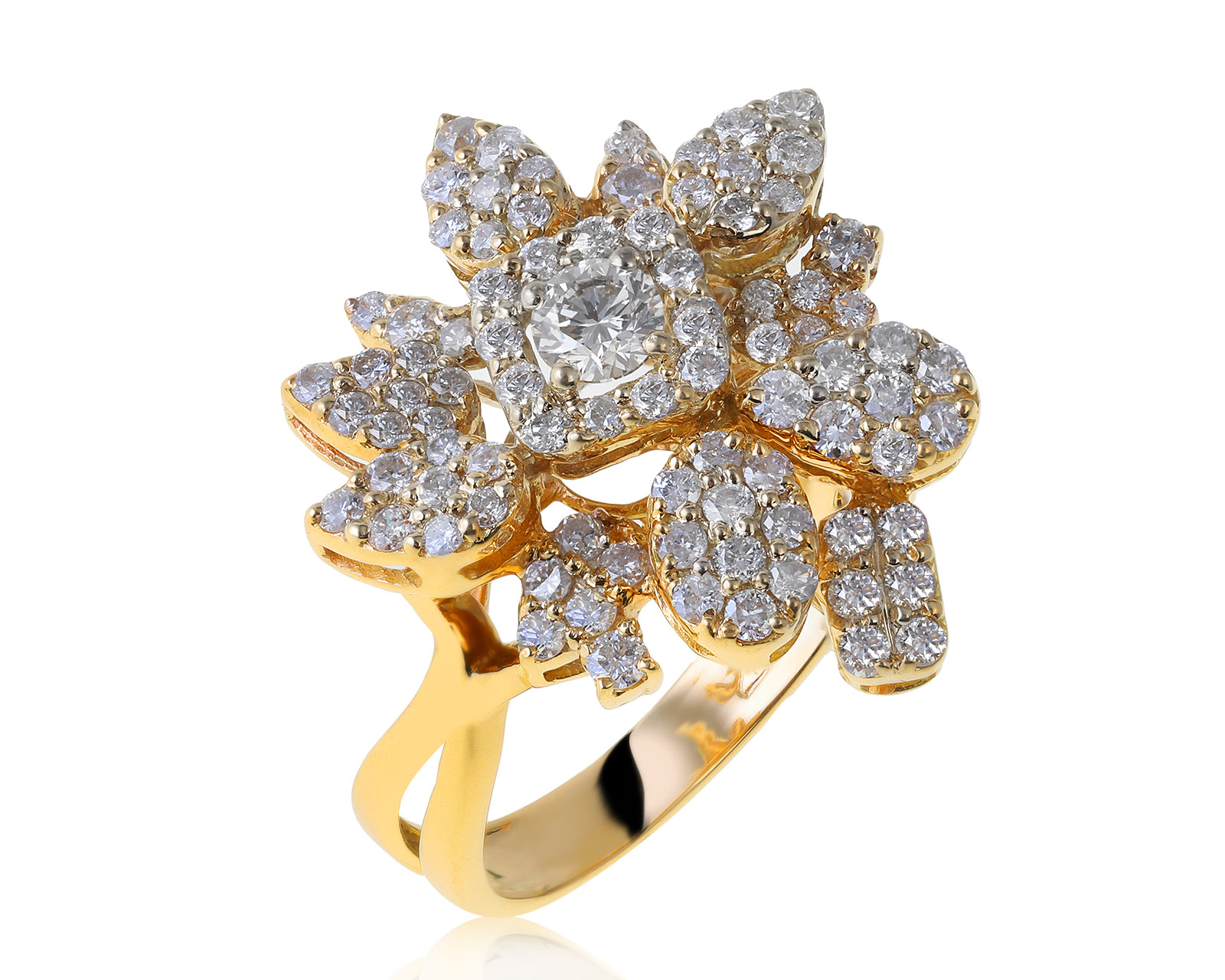 Итальянское золотое кольцо с бриллиантами 1.51ct