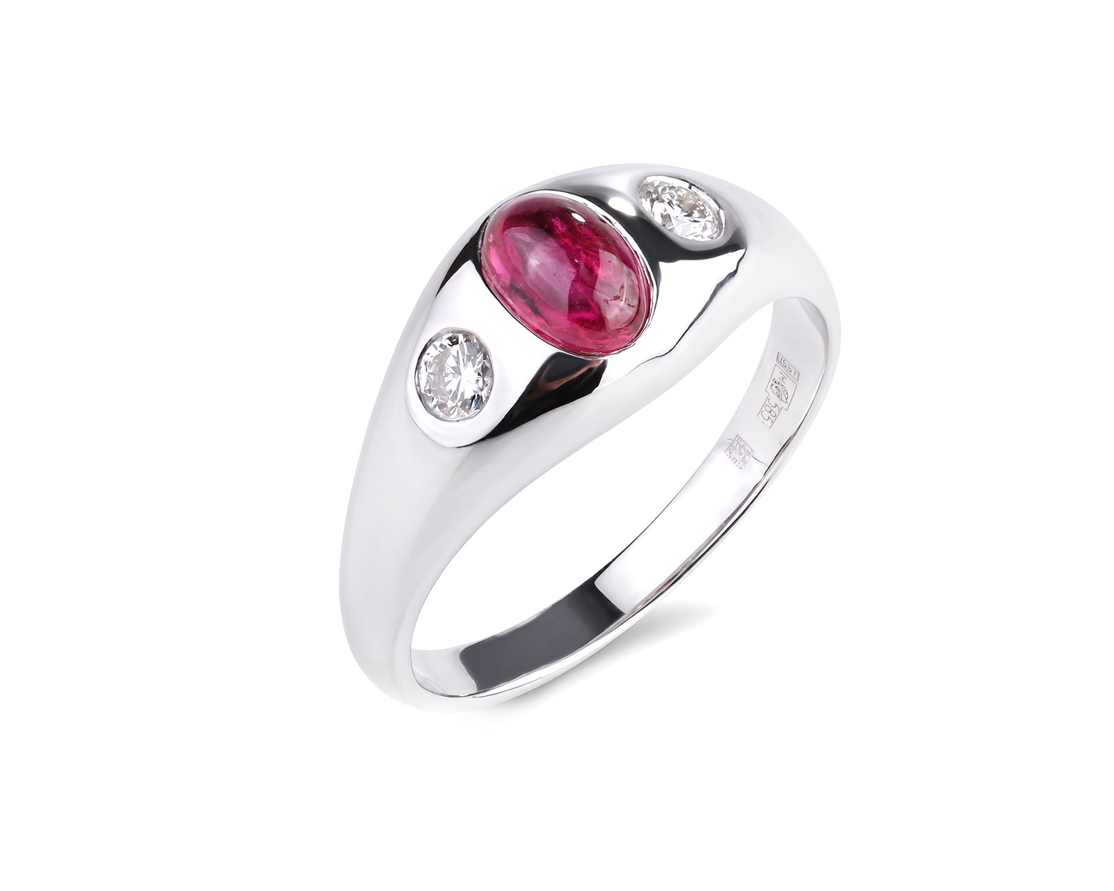 Золотое кольцо с рубином 0.96ct и бриллиантами 0.20ct 270826/1