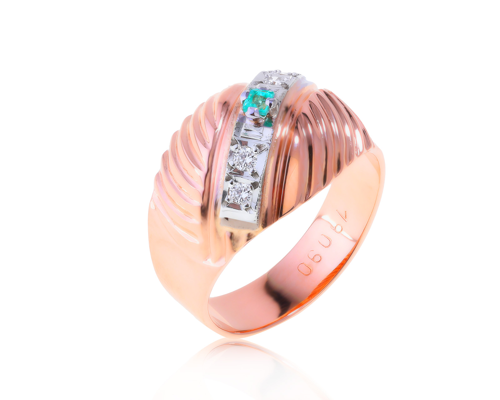 Винтажное золотое кольцо с изумрудом 0.06ct СССР 040622/2