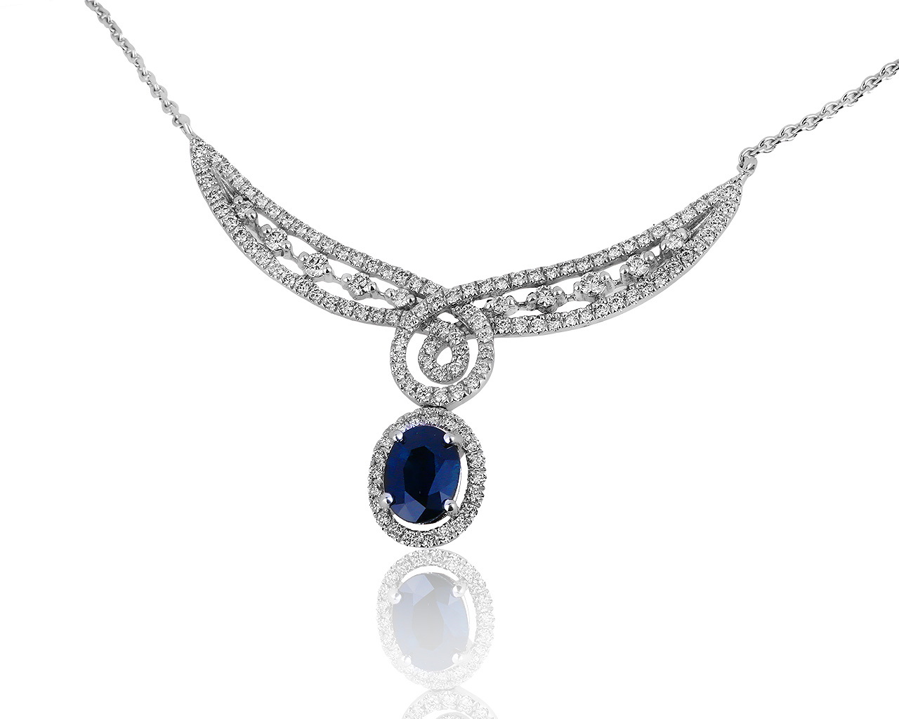 Восхитительное золотое колье с сапфиром 1.30ct 120819/12