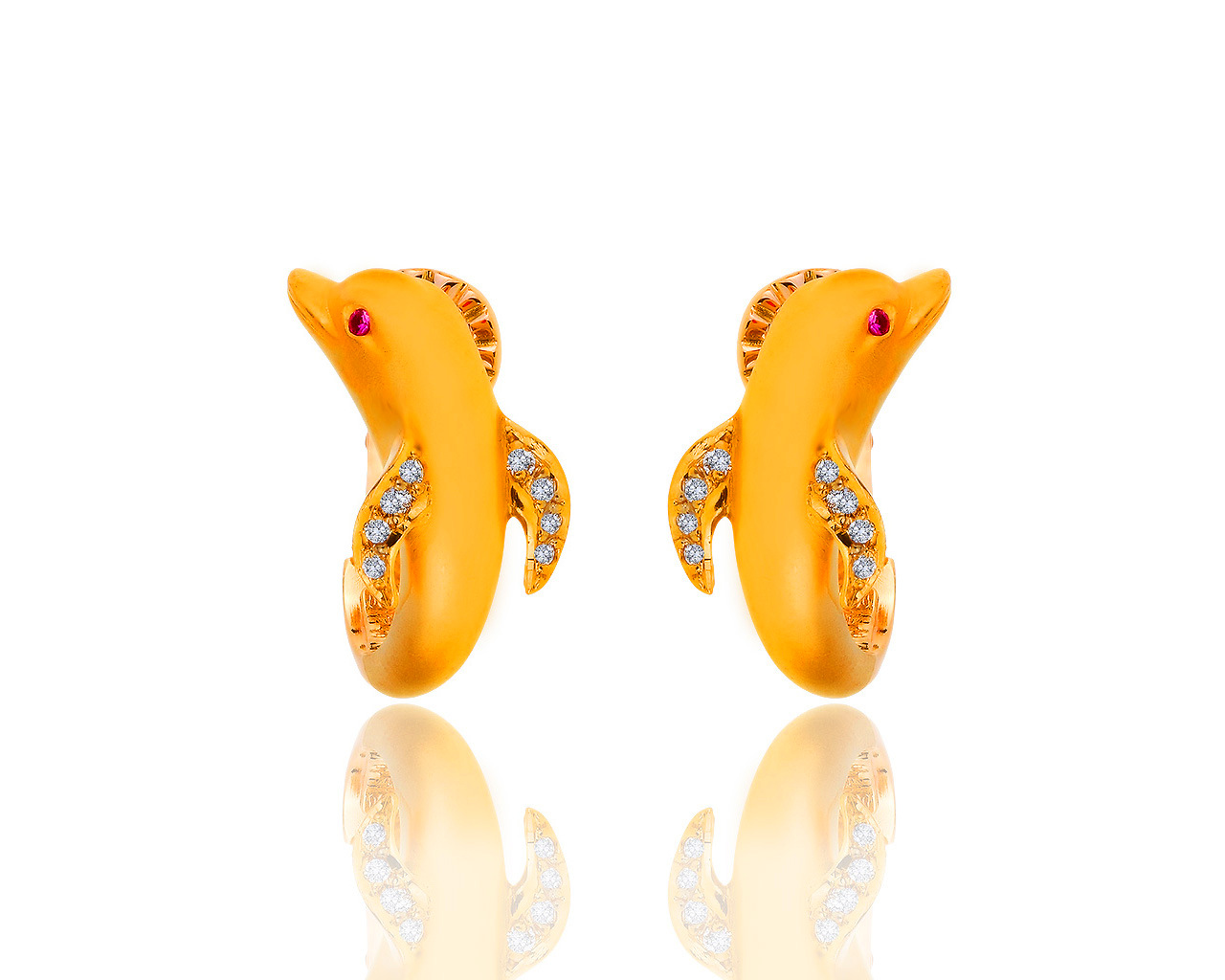 Оригинальные золотые серьги с бриллиантами 0.16ct и сапфирами 0.03ct Carrera y Carrera 160719/2