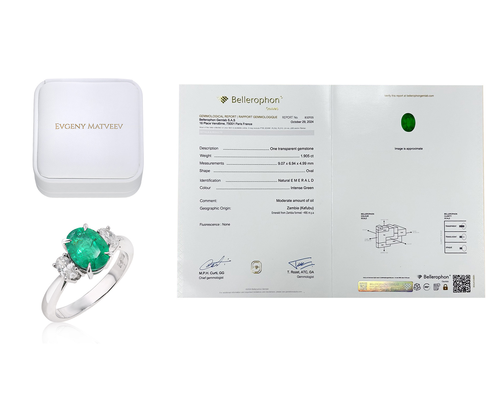 Золотое кольцо с изумрудом Замбия 1.90ct Evgeny Matveev