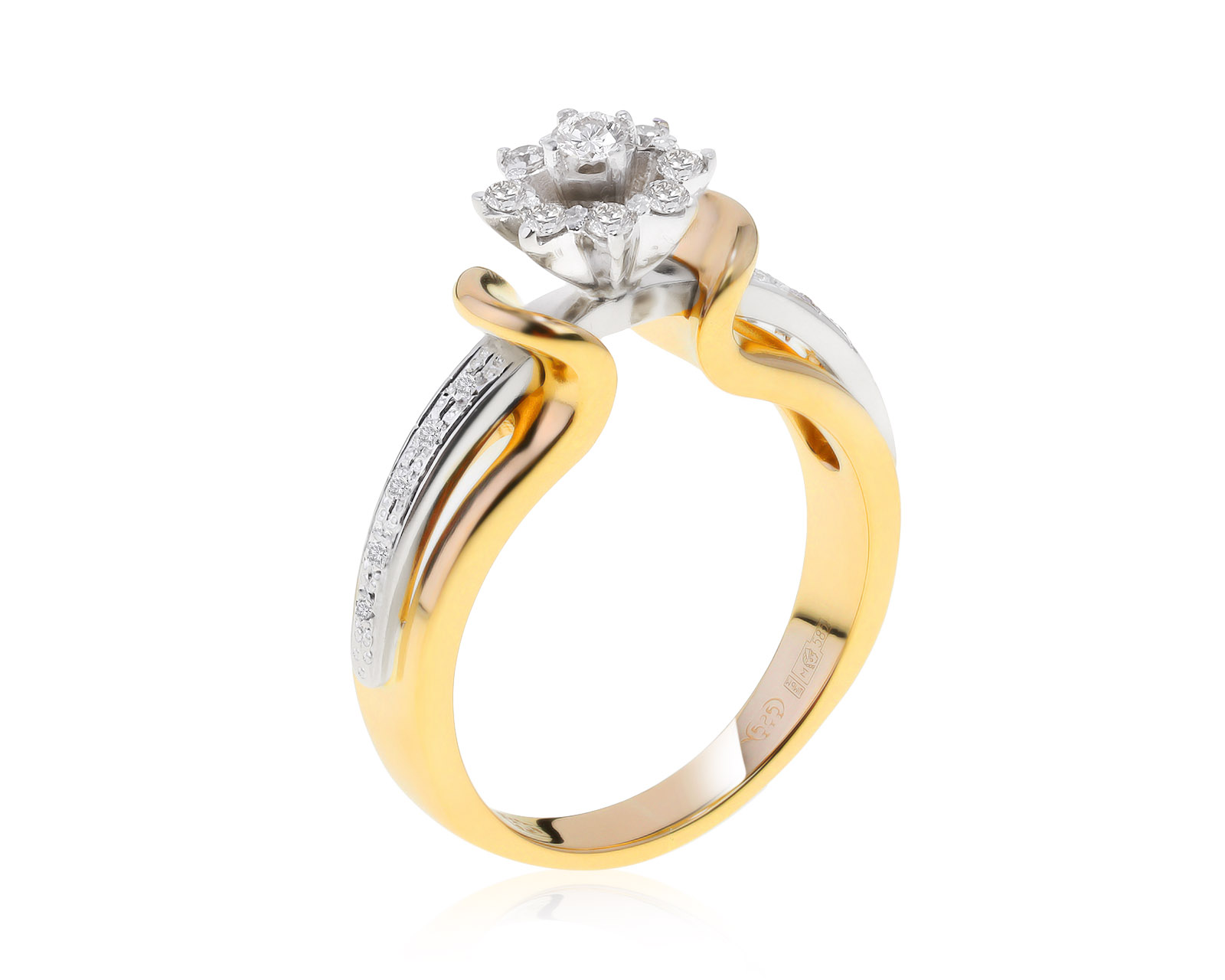 Чарующее золотое кольцо с бриллиантами 0.30ct 241221/11