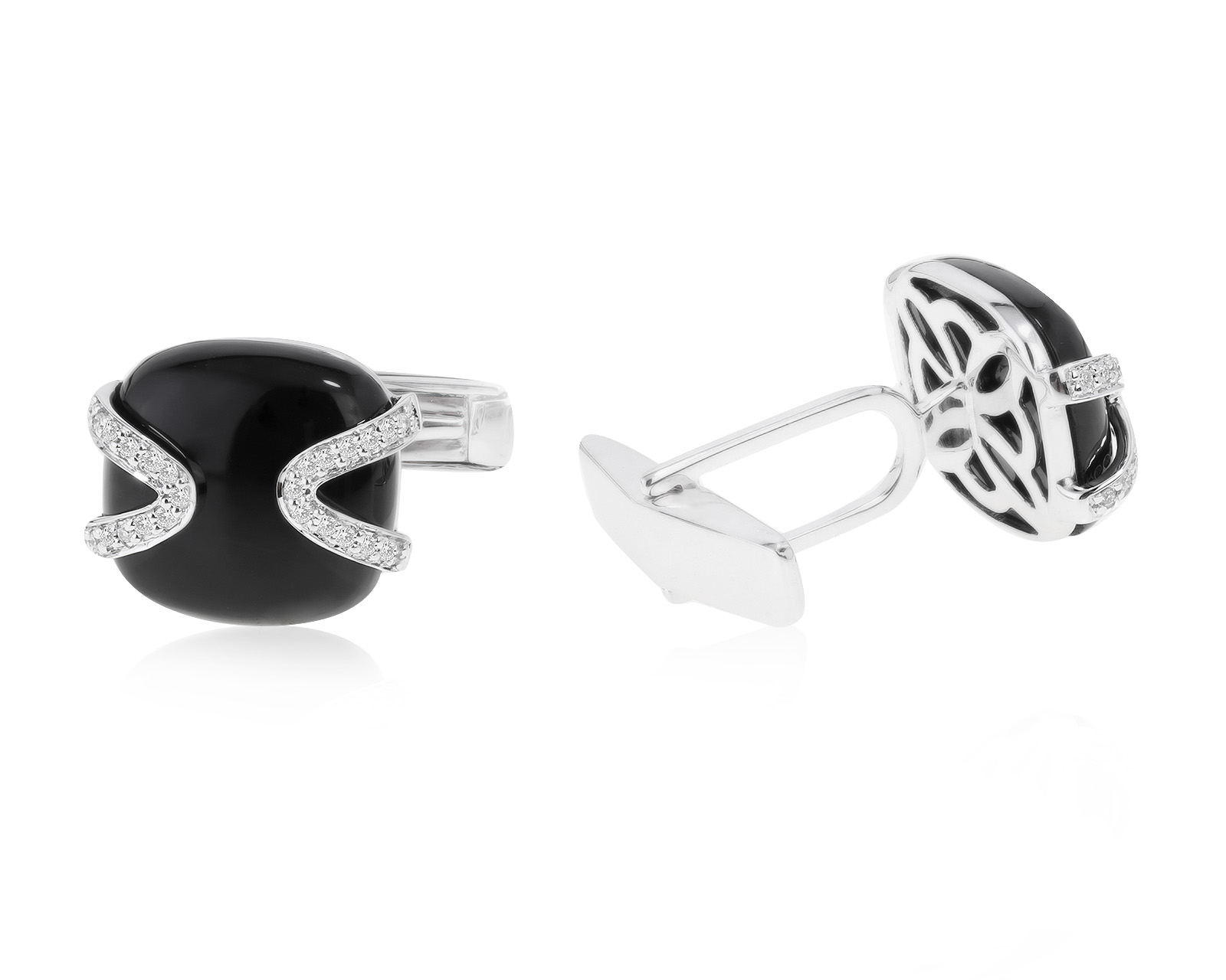 Солидные золотые запонки с ониксами 10.05ct 101121/6 Солидные золотые запонки с ониксами 10.05ct 101121/6