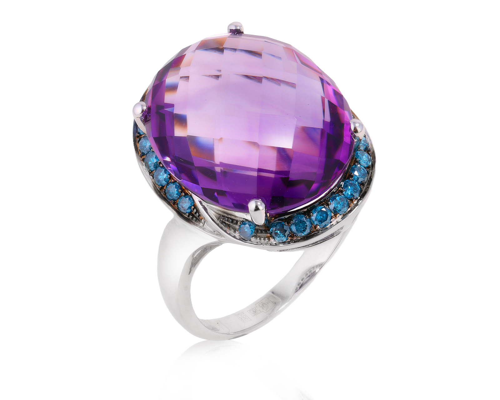 Золотое кольцо с аметистом 15.45ct и бриллиантами 0.48ct 130225/4