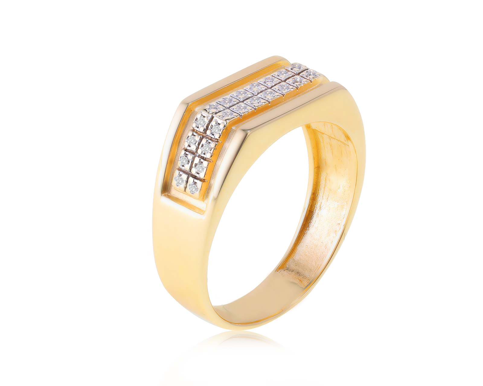 Солидное золотое кольцо с бриллиантами 0.15ct