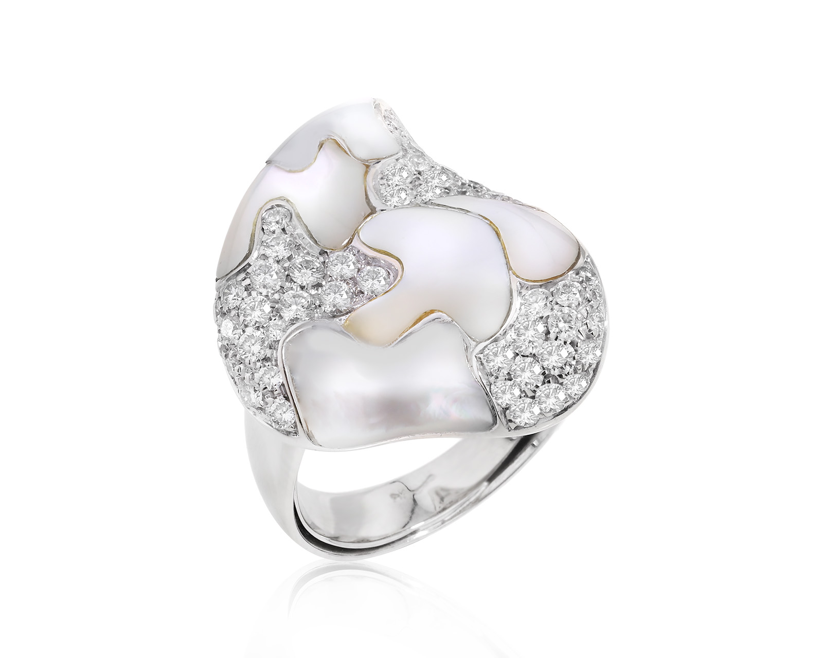 Оригинальное золотое кольцо с перламутром 3.50ct New Italian Art 990043/4