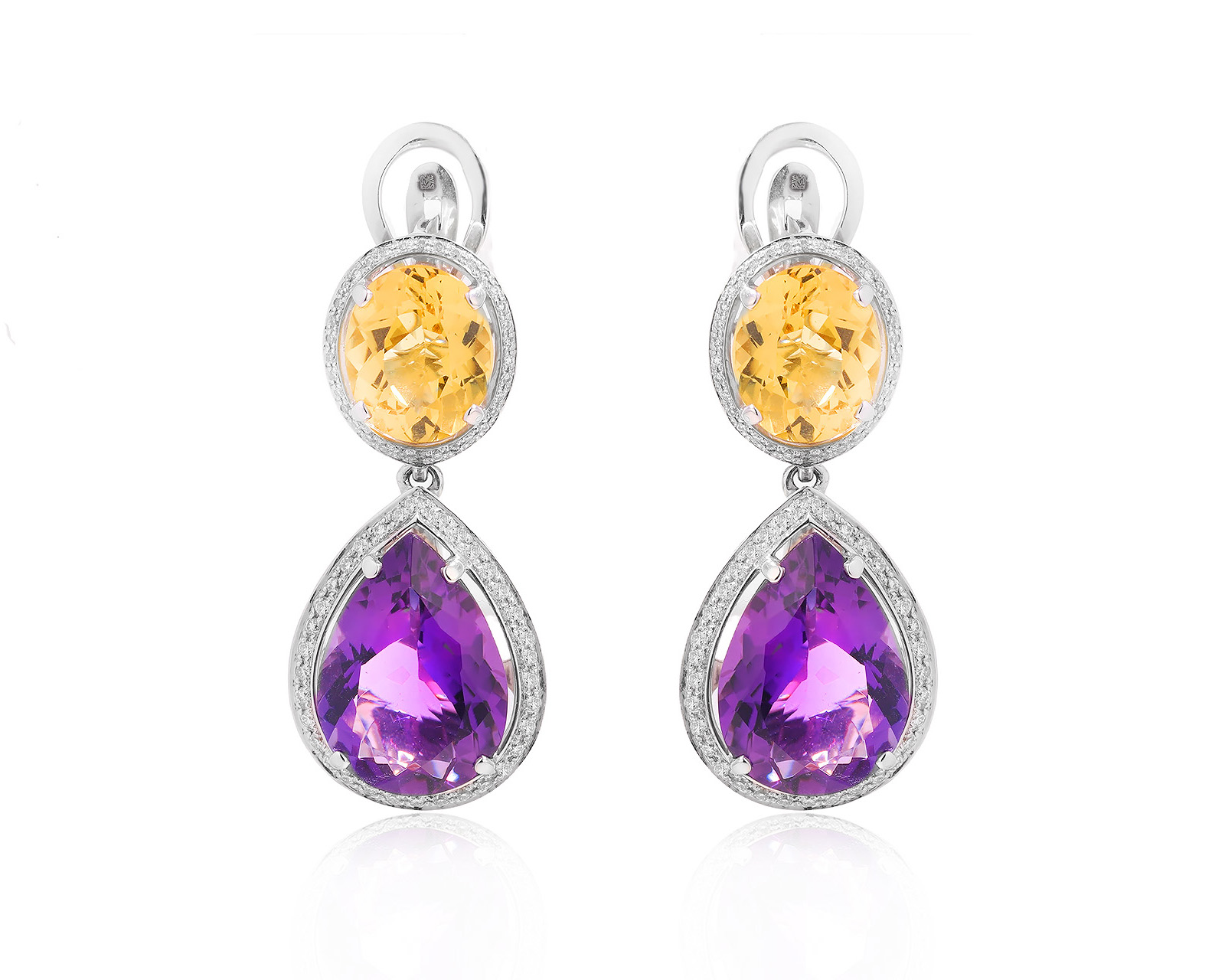 Оригинальные золотые серьги с аметистами 17.16ct Maxim Demidov 181225/КМ291