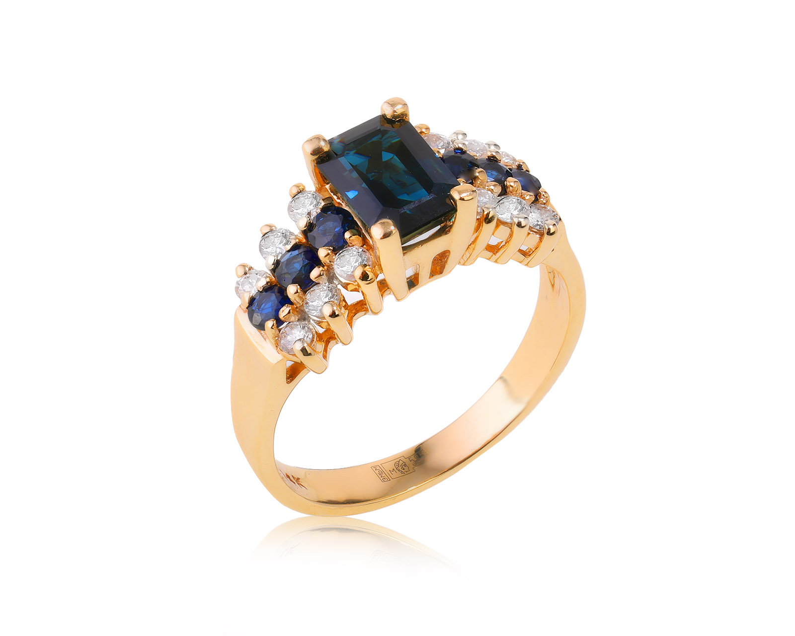 Золотое кольцо с сапфирами 1.56ct 260723/2